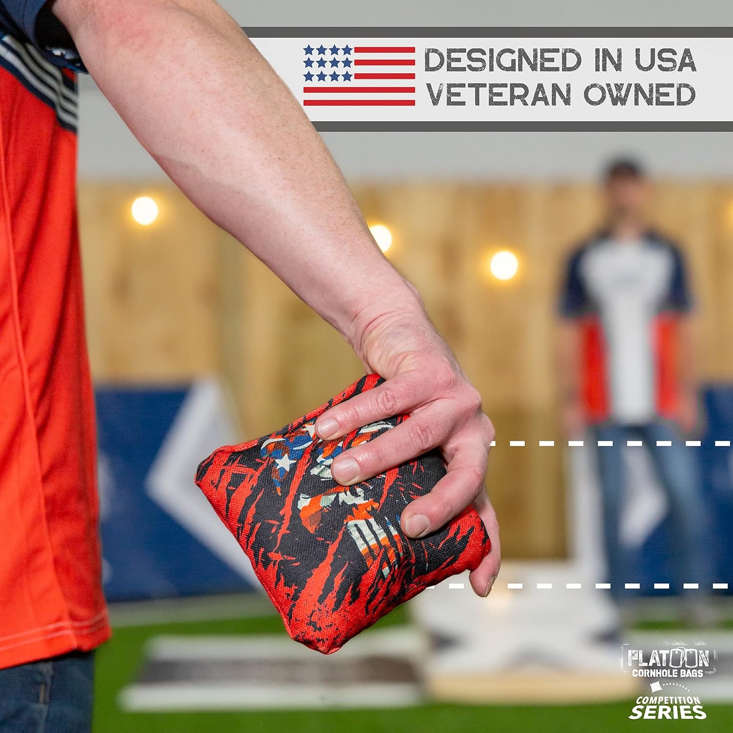 Play Platoon Competition Series Cornhole Bags Set of 8 Regulation Professional Weight Double Sided Slick and Stick with Rubber Sticky Dot Slow Side for Pro Corn Hole Bean Bag Toss Game-Designed in USA(Red/Blue Punisher) - view 4