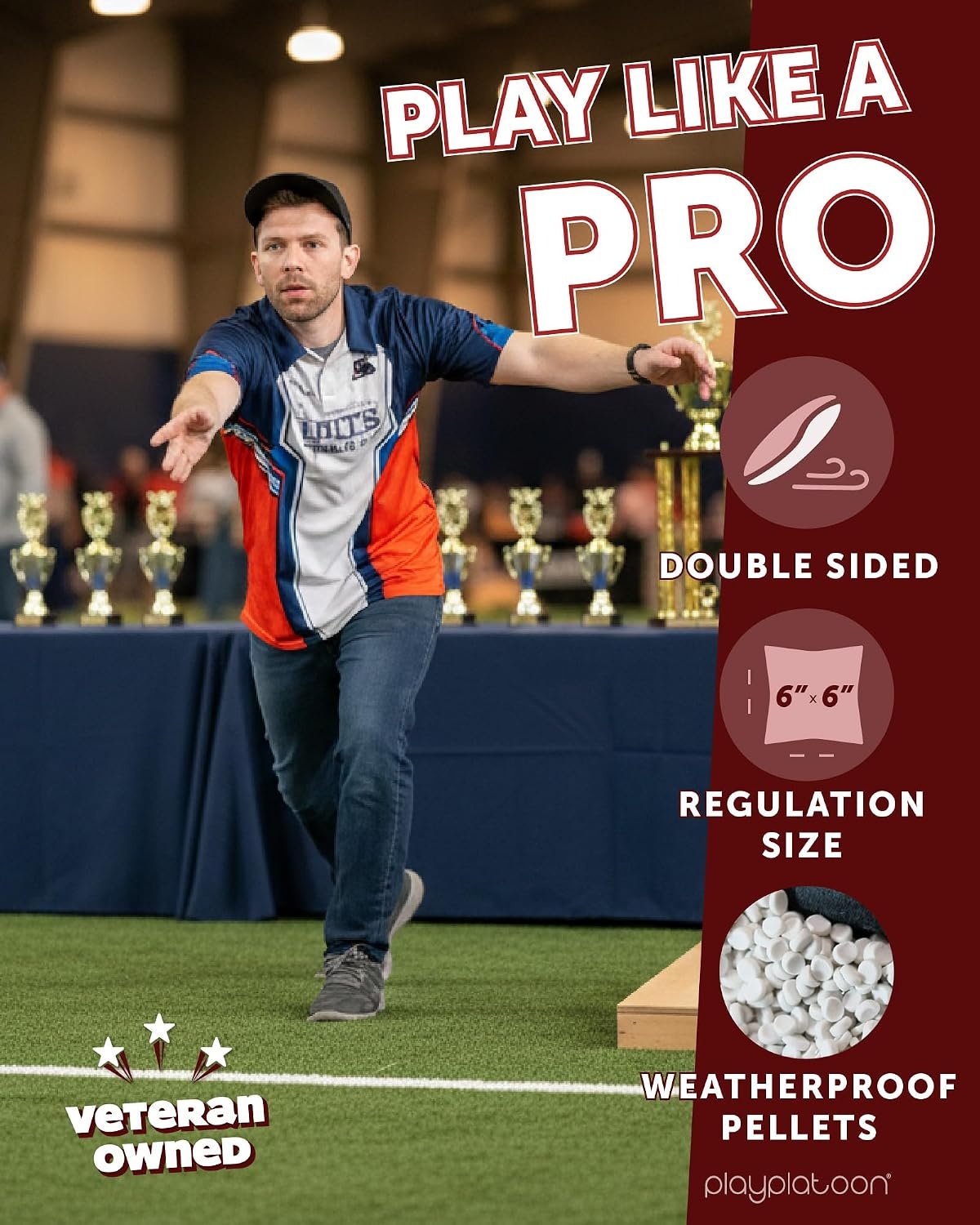 Play Platoon Pro Cornhole Bags Set of 8 – Professional Dual Sided Slick and Sticky Side Competition Corn Hole Bags – Tournament Series(Bright / Dark Tie Dye) - view 2