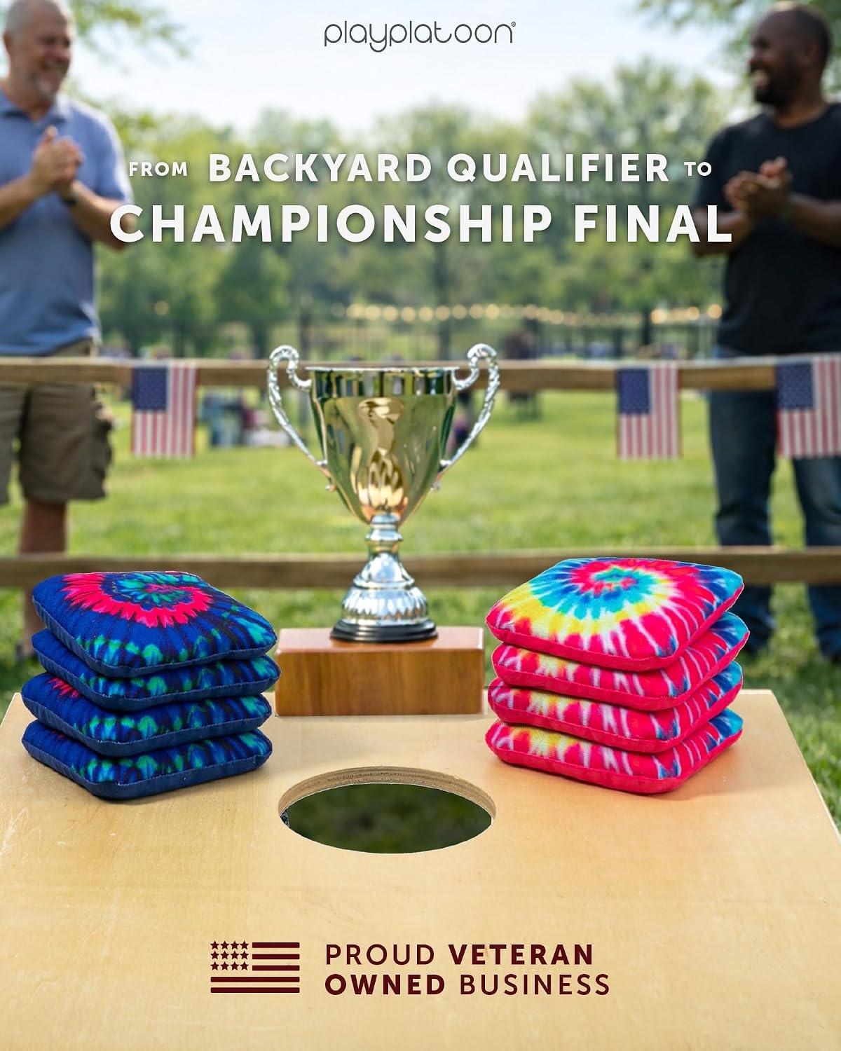 Play Platoon Pro Cornhole Bags Set of 8 – Professional Dual Sided Slick and Sticky Side Competition Corn Hole Bags – Tournament Series(Bright / Dark Tie Dye) - view 6