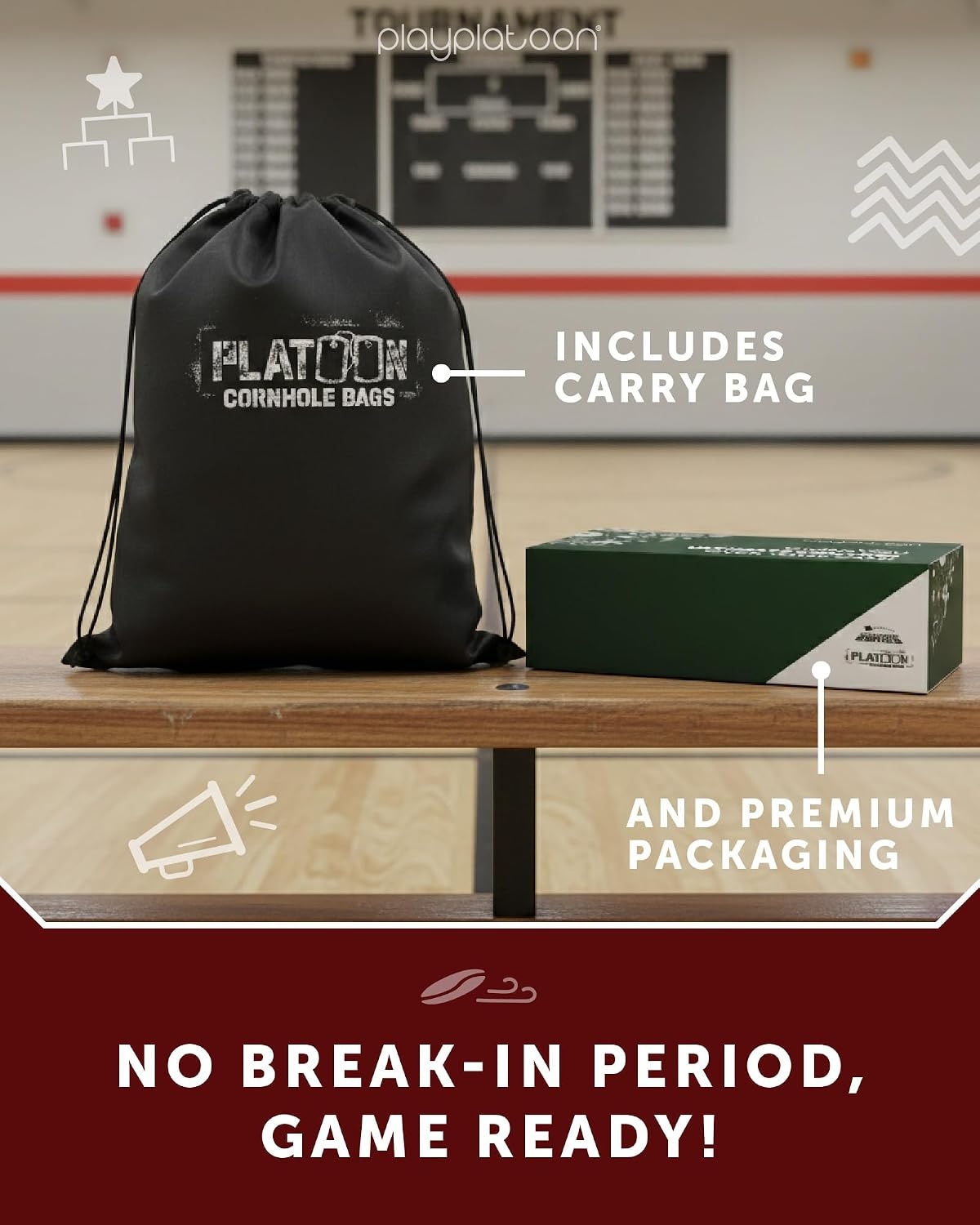 Play Platoon Pro Cornhole Bags Set of 8 – Professional Dual Sided Slick and Sticky Side Competition Corn Hole Bags – Tournament Series(Bright / Dark Tie Dye) - view 7