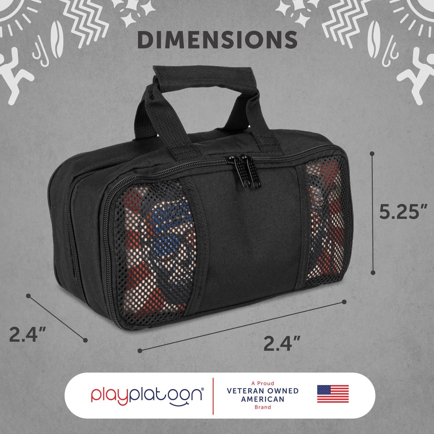 Play Platoon Cornhole Bag Carrying Bag, with 4 Separation Pouches, Black(Dual Sided)