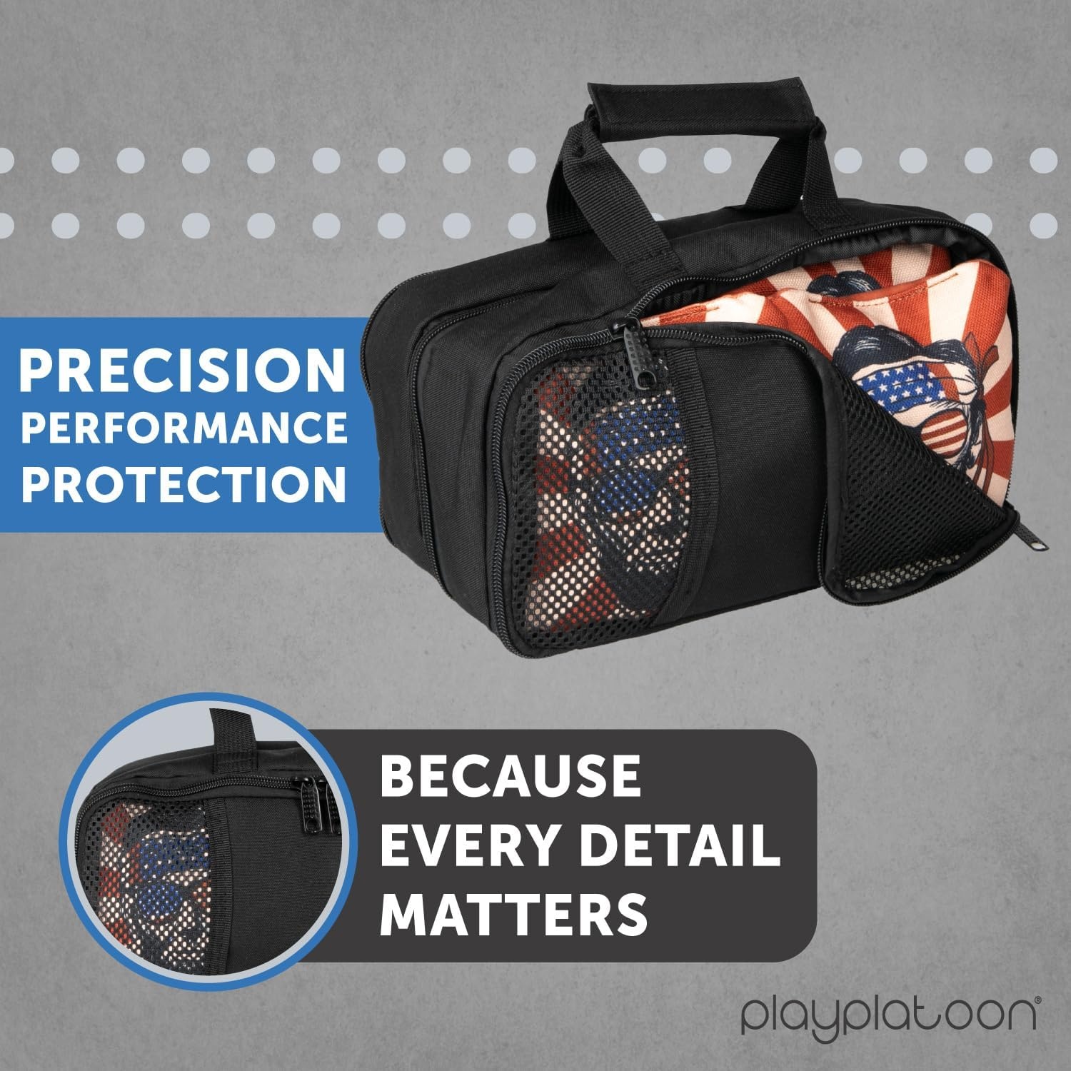 Play Platoon Cornhole Bag Carrying Bag, with 4 Separation Pouches, Black(Dual Sided) - view 2