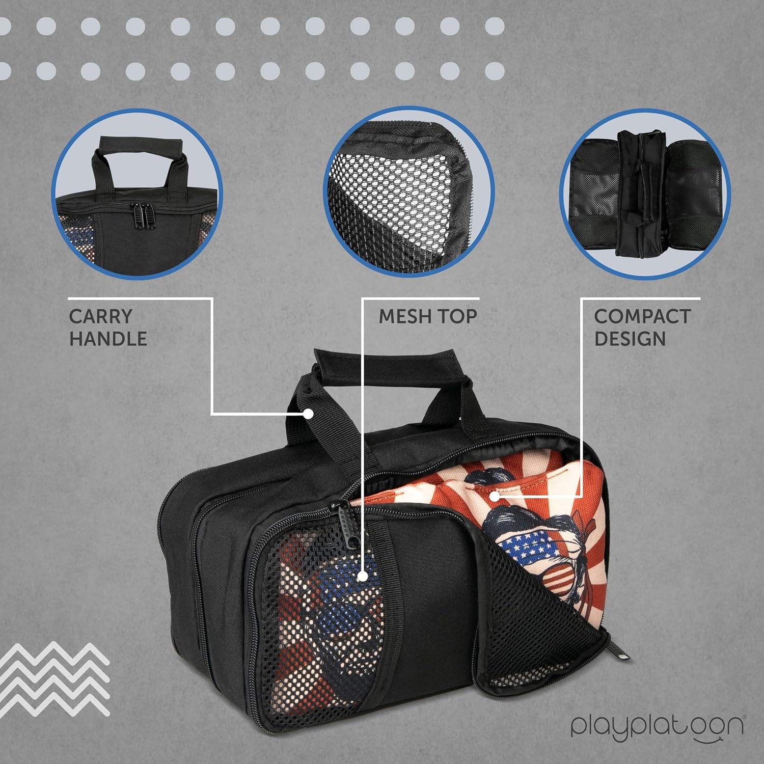 Play Platoon Cornhole Bag Carrying Bag, with 4 Separation Pouches, Black(Dual Sided) - view 4