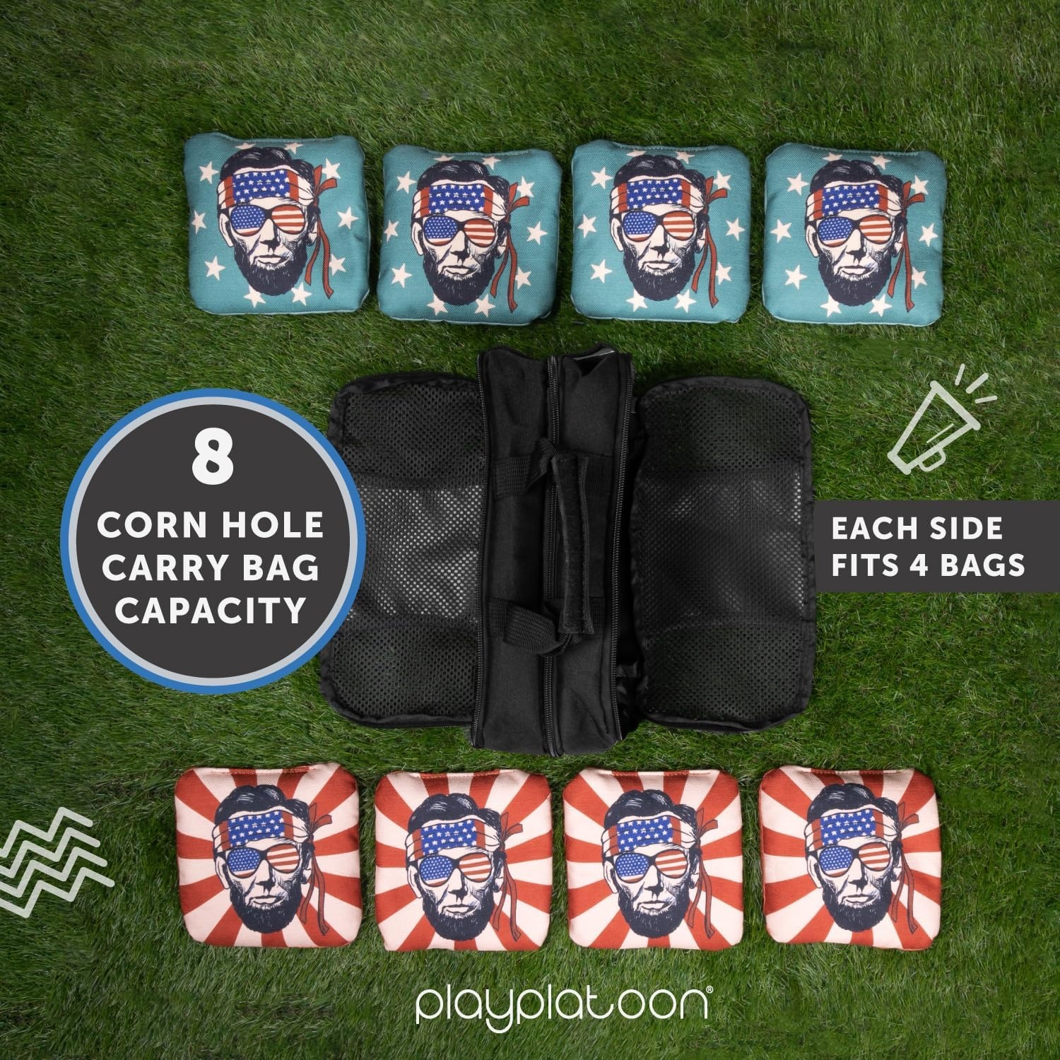 Play Platoon Cornhole Bag Carrying Bag, with 4 Separation Pouches, Black(Dual Sided) - view 6
