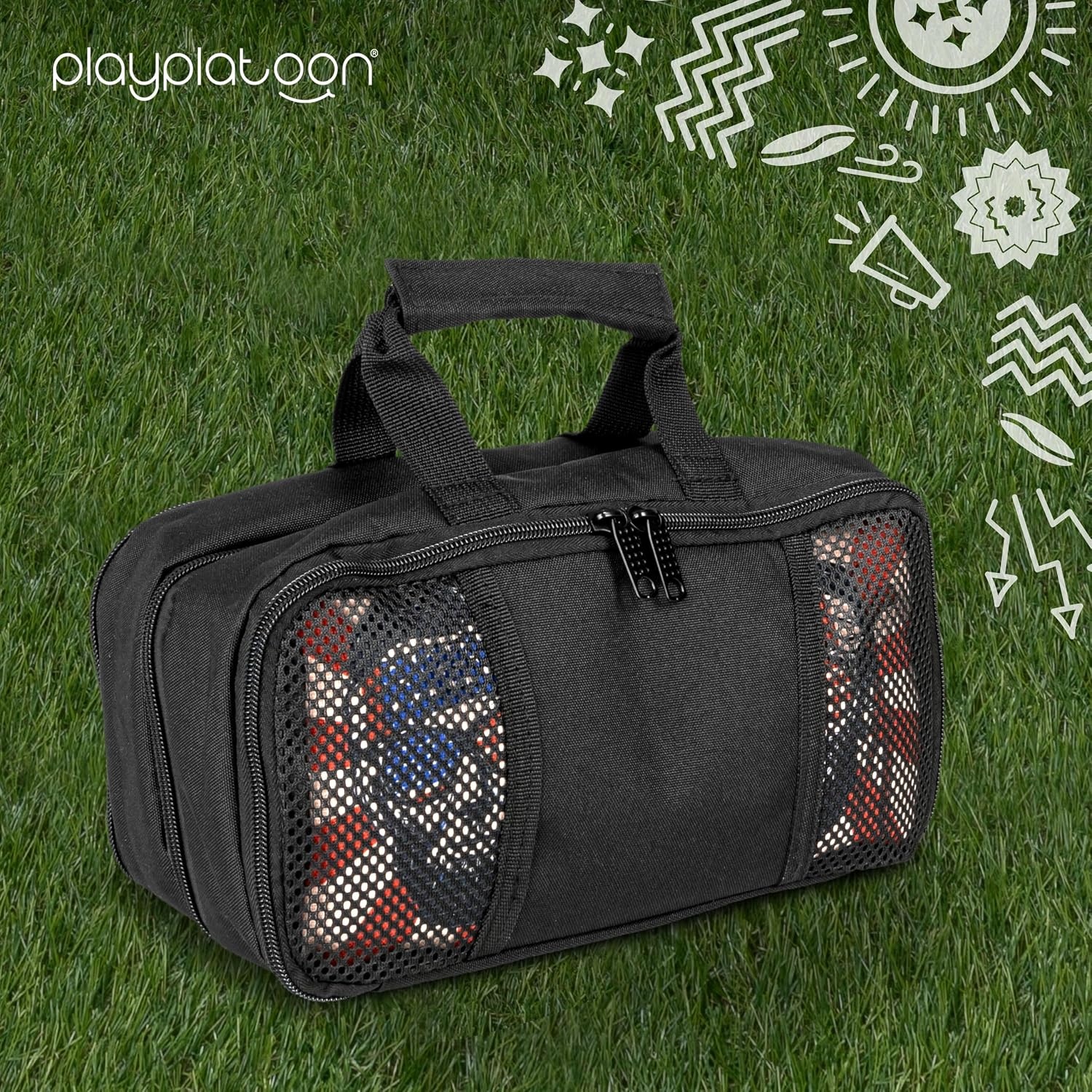 Play Platoon Cornhole Bag Carrying Bag, with 4 Separation Pouches, Black(Dual Sided) - view 7
