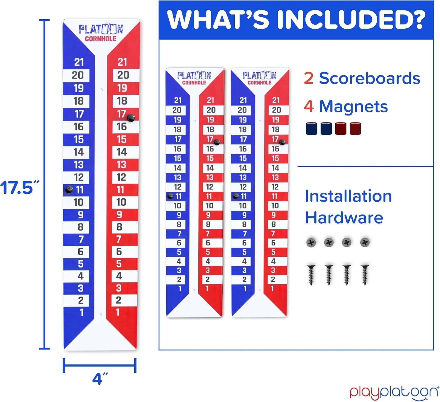 Play Platoon Cornhole Scoreboard Vertical Score Keeper Board & Accessories 4 Magnets, 4 Clothes Pin, PVC Tower Stand & Carry Bag Holder for Professional Corn Hole Bag Tournament(Scoreboard – 2 Pack) - view 2