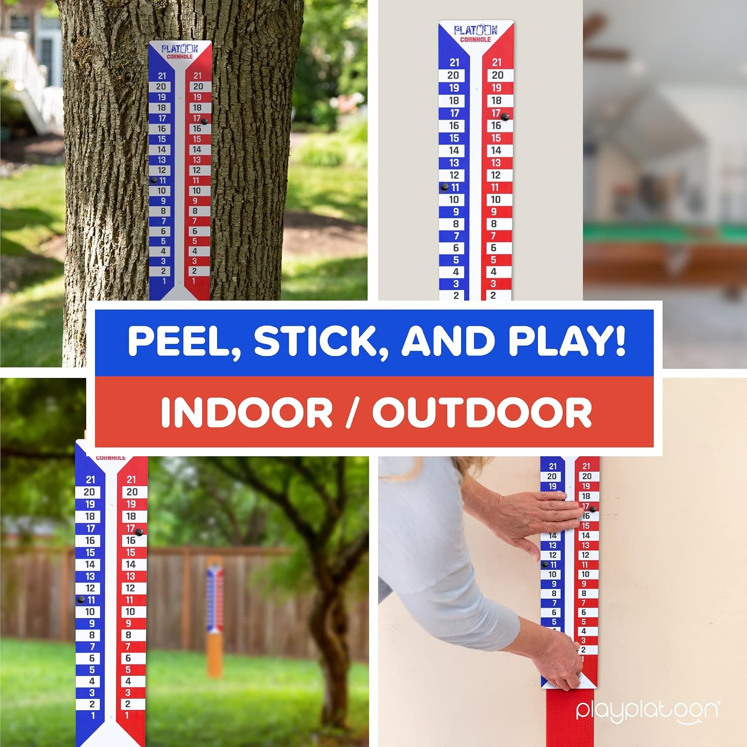 Play Platoon Cornhole Scoreboard Vertical Score Keeper Board & Accessories 4 Magnets, 4 Clothes Pin, PVC Tower Stand & Carry Bag Holder for Professional Corn Hole Bag Tournament(Scoreboard – 2 Pack) - view 3