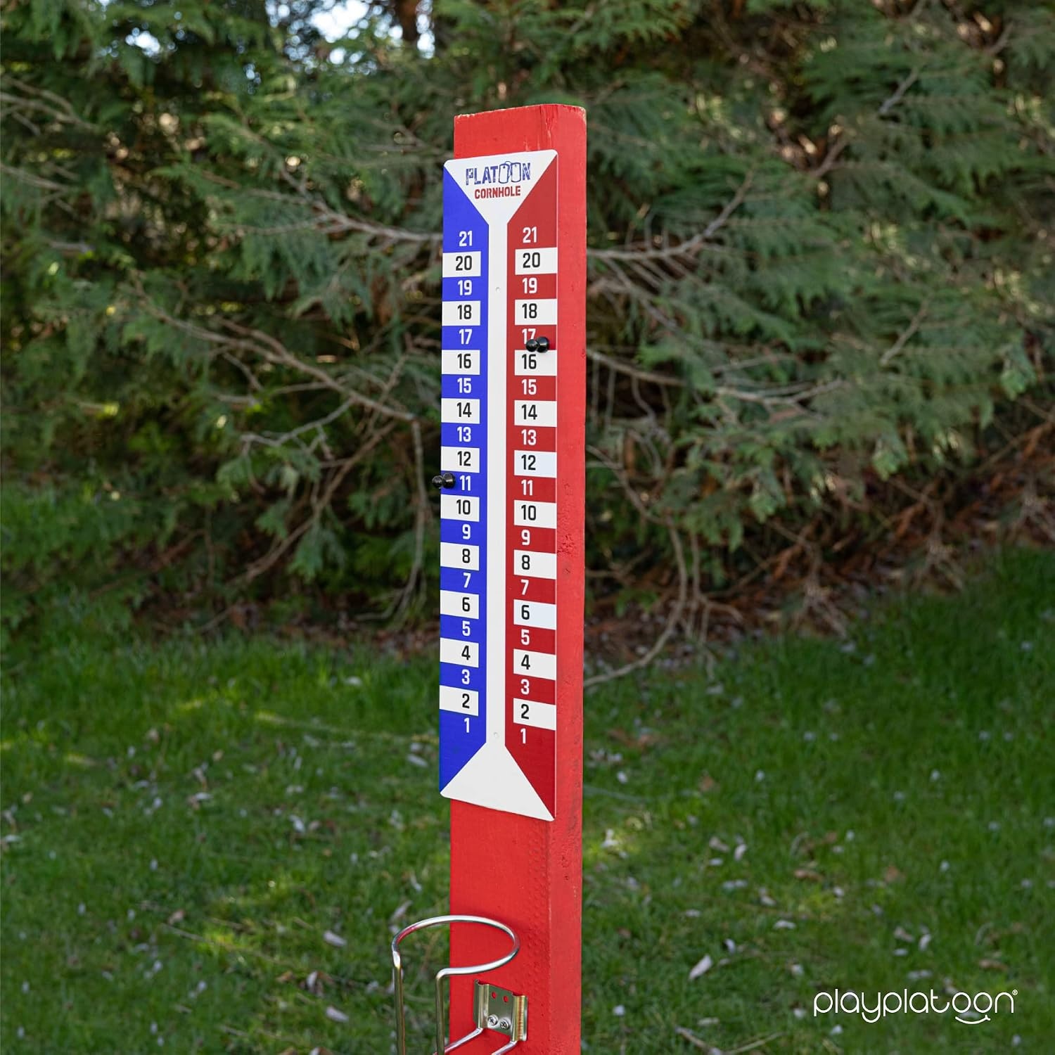 Play Platoon Cornhole Scoreboard Vertical Score Keeper Board & Accessories 4 Magnets, 4 Clothes Pin, PVC Tower Stand & Carry Bag Holder for Professional Corn Hole Bag Tournament(Scoreboard – 2 Pack) - view 5