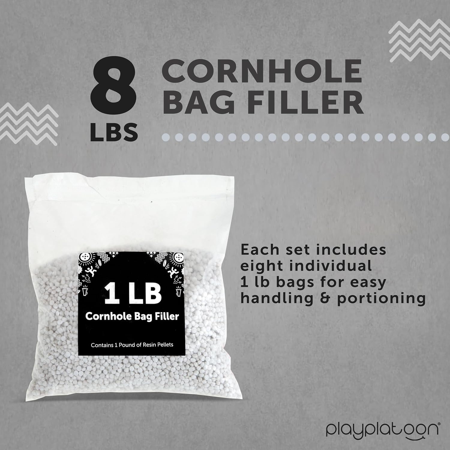 Play Platoon Resin Pellets Cornhole Bag Filler – Plastic Pellets for Bean Bags or Shooting Filler for Shooting Rest -Individually Packaged 1 lb Plastic Corn Alternative Sand Bag Filler(8 lbs)