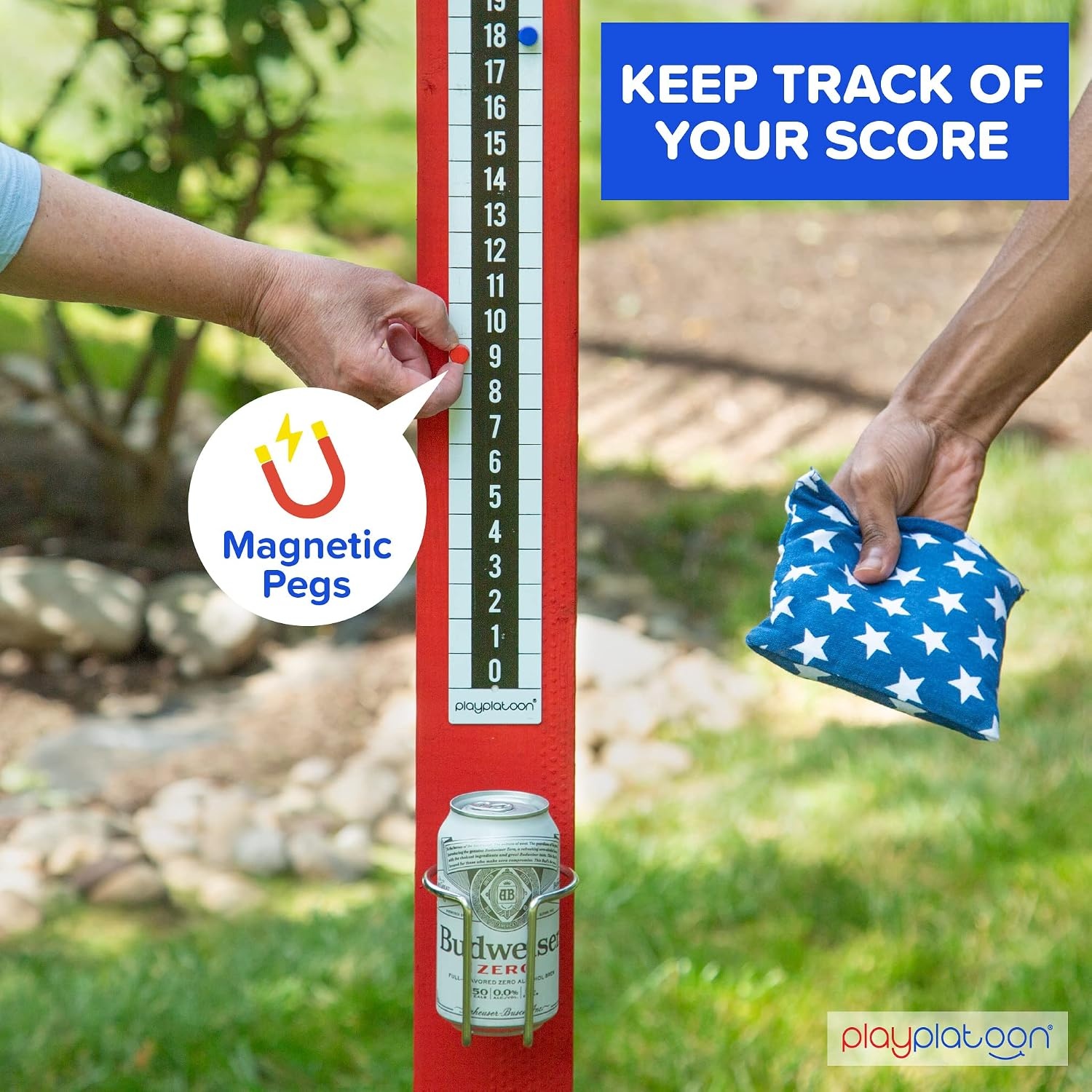 Play Platoon Cornhole Metal Scoreboard with Magnetic Score Keepers for Corn Hole Boards(Vertical Scoreboard – 2 Pack)