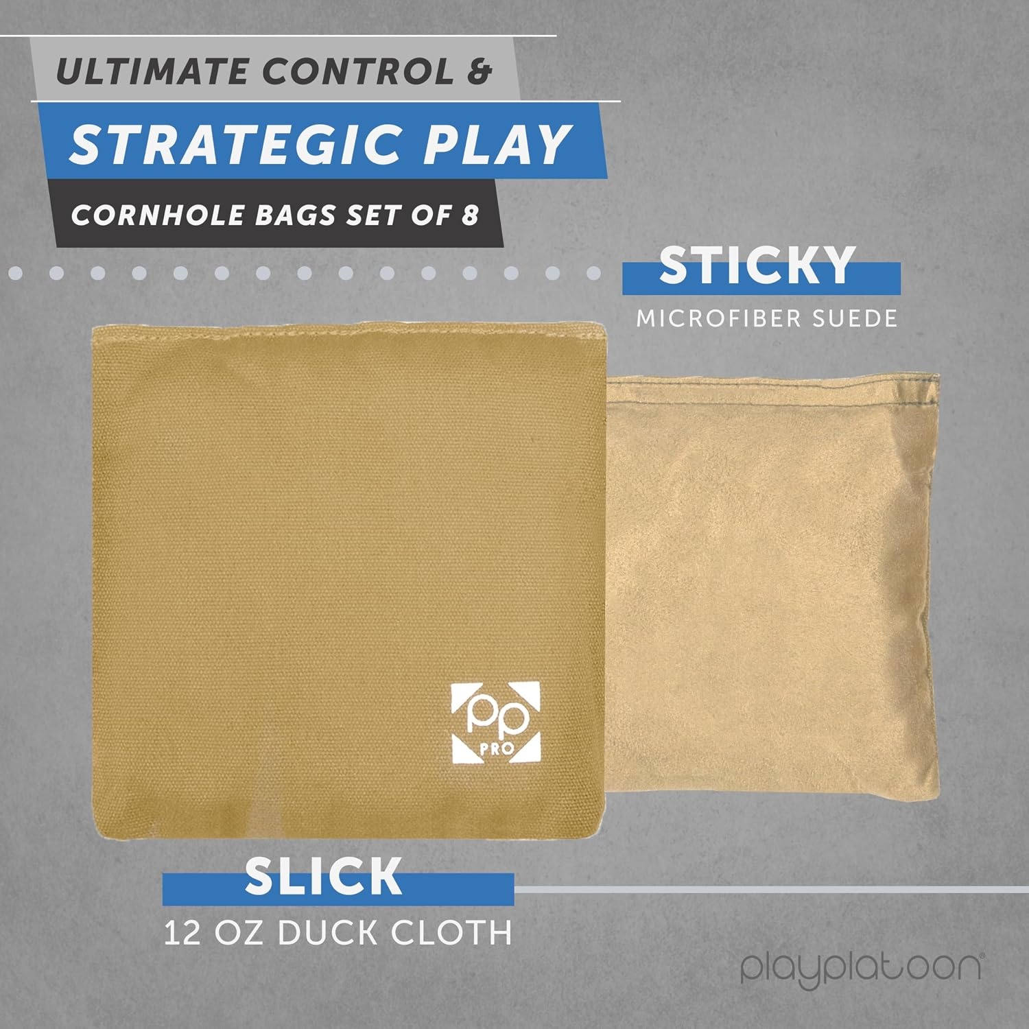 Play Platoon Professional Cornhole Bags – Set of 8 Regulation All Weather Two Sided Improved Bean Bags for Pro Corn Hole Game – 4 Burgundy & 4 Gold - view 2