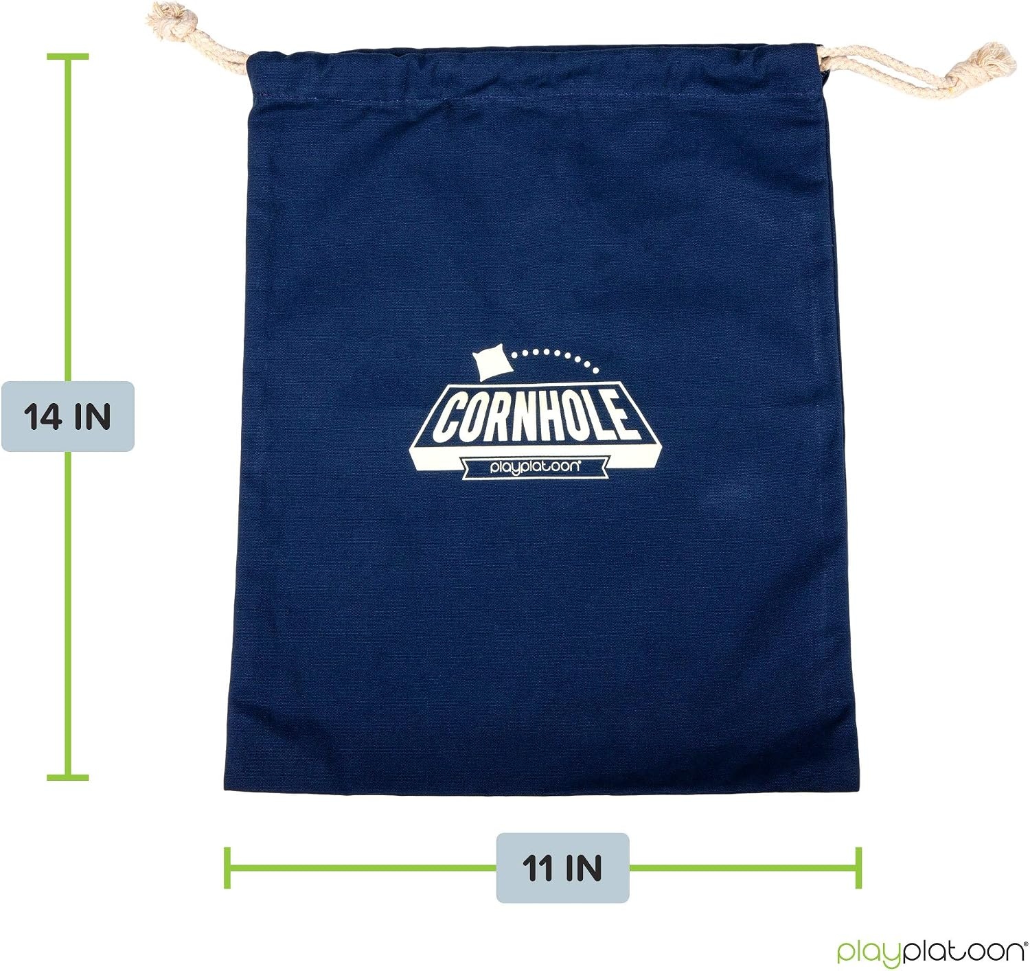 Play Platoon Cornhole Bag Holder – Tote Bag for Carrying Corn Hole Bean Bags(8  Navy String)