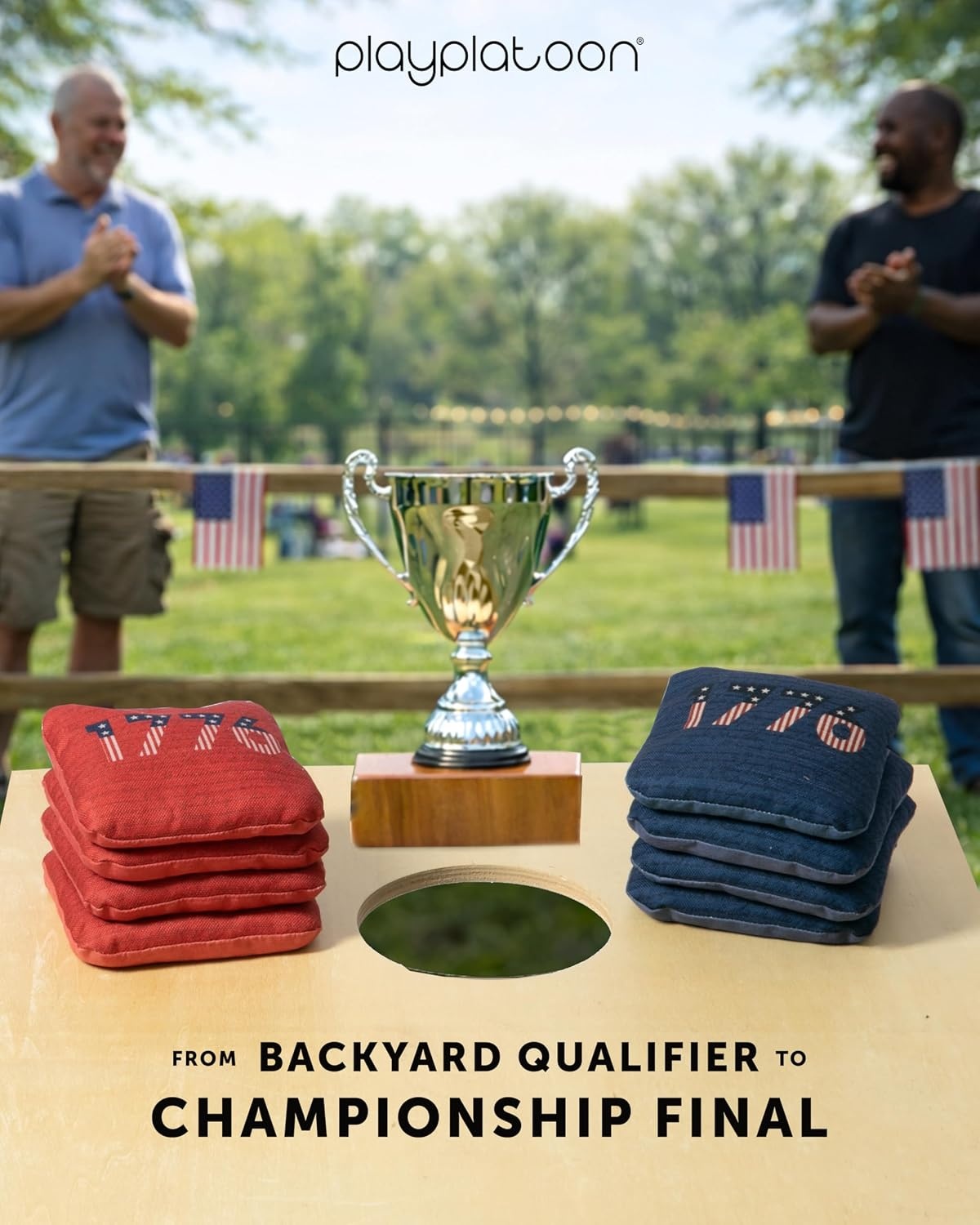 Play Platoon Pro Cornhole Bags Set of 8 – Professional Dual Sided Slick and Sticky Side Competition Corn Hole Bags – Tournament Series(Blue/Red 1776) - view 4