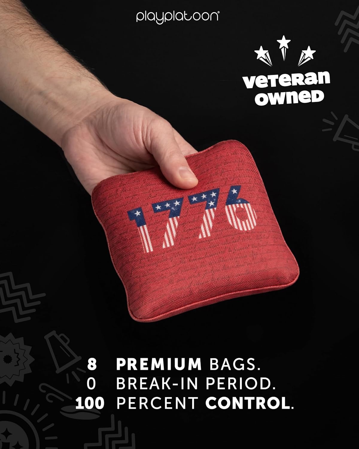 Play Platoon Pro Cornhole Bags Set of 8 – Professional Dual Sided Slick and Sticky Side Competition Corn Hole Bags – Tournament Series(Blue/Red 1776) - view 5