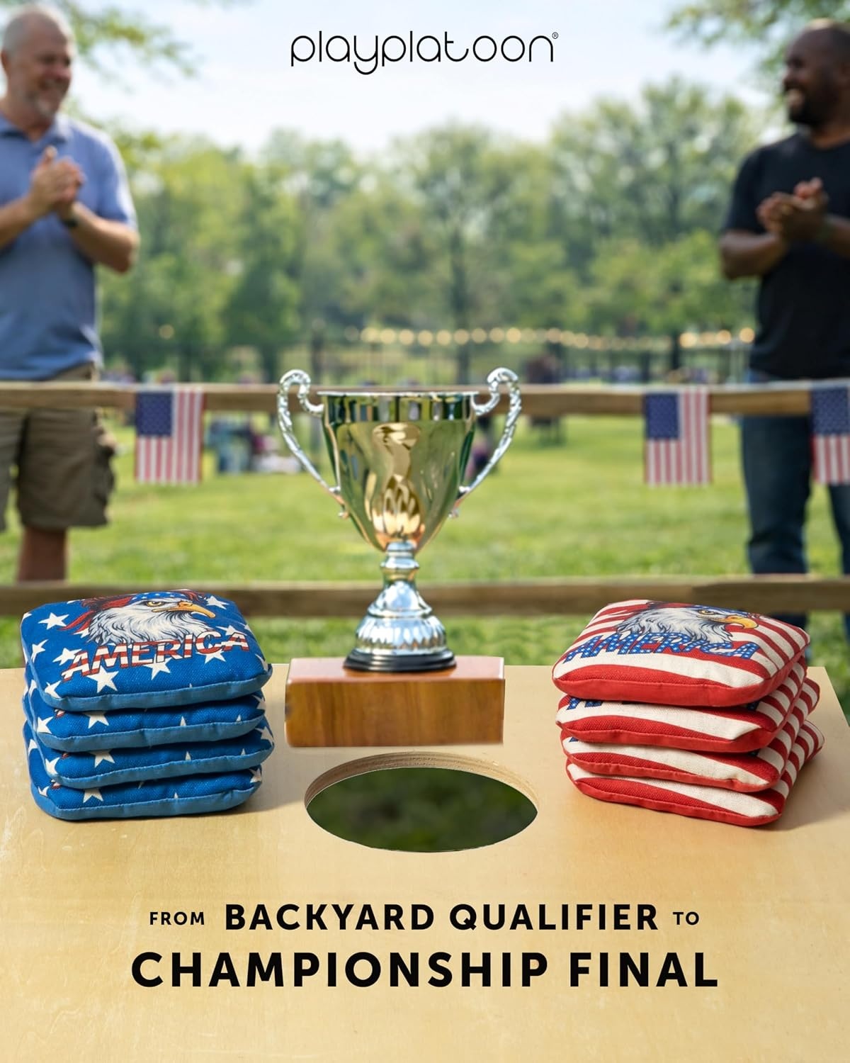 Play Platoon Pro Cornhole Bags Set of 8 – Professional Dual Sided Slick and Sticky Side Competition Corn Hole Bags – Tournament Series(Blue/Red America Eagle) - view 4