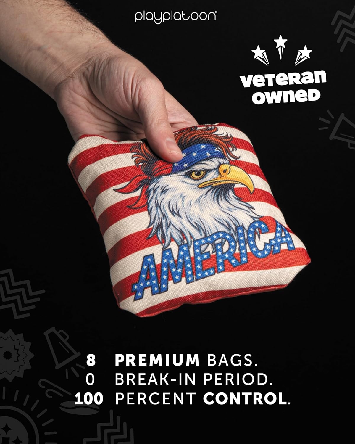 Play Platoon Pro Cornhole Bags Set of 8 – Professional Dual Sided Slick and Sticky Side Competition Corn Hole Bags – Tournament Series(Blue/Red America Eagle) - view 5