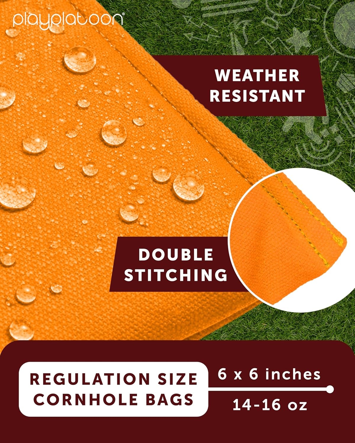 Play Platoon Premium Weather Resistant Duckcloth Cornhole Bags – Set of 8 Bean Bags for Corn Hole Game – Regulation Size & Weight(Orange & Purple)