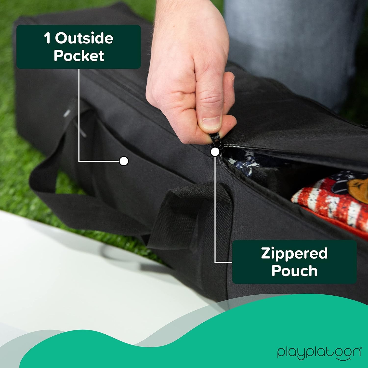 Play Platoon Cornhole Bag Carrying Bag, with 4 Separation Pouches, Black(Duffel) - view 4