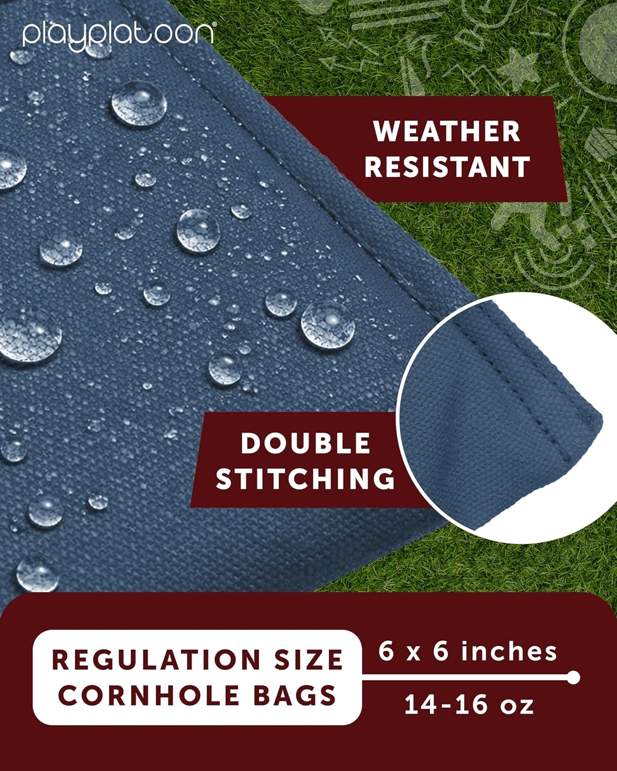 Play Platoon Premium Weather Resistant Duckcloth Cornhole Bags – Set of 8 Bean Bags for Corn Hole Game – Regulation Size & Weight(Hunter Green & Navy Blue)