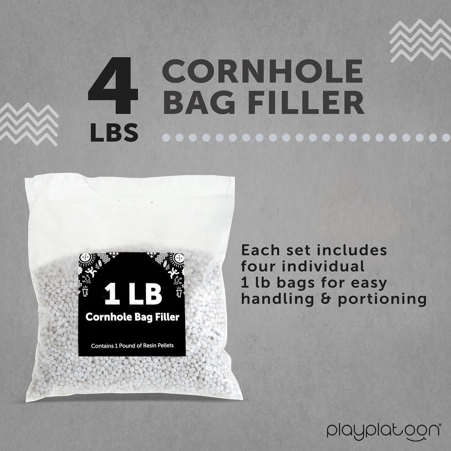 Play Platoon Resin Pellets Cornhole Bag Filler – Plastic Pellets for Bean Bags or Shooting Filler for Shooting Rest -Individually Packaged 1 lb Plastic Corn Alternative Sand Bag Filler(4 lbs)