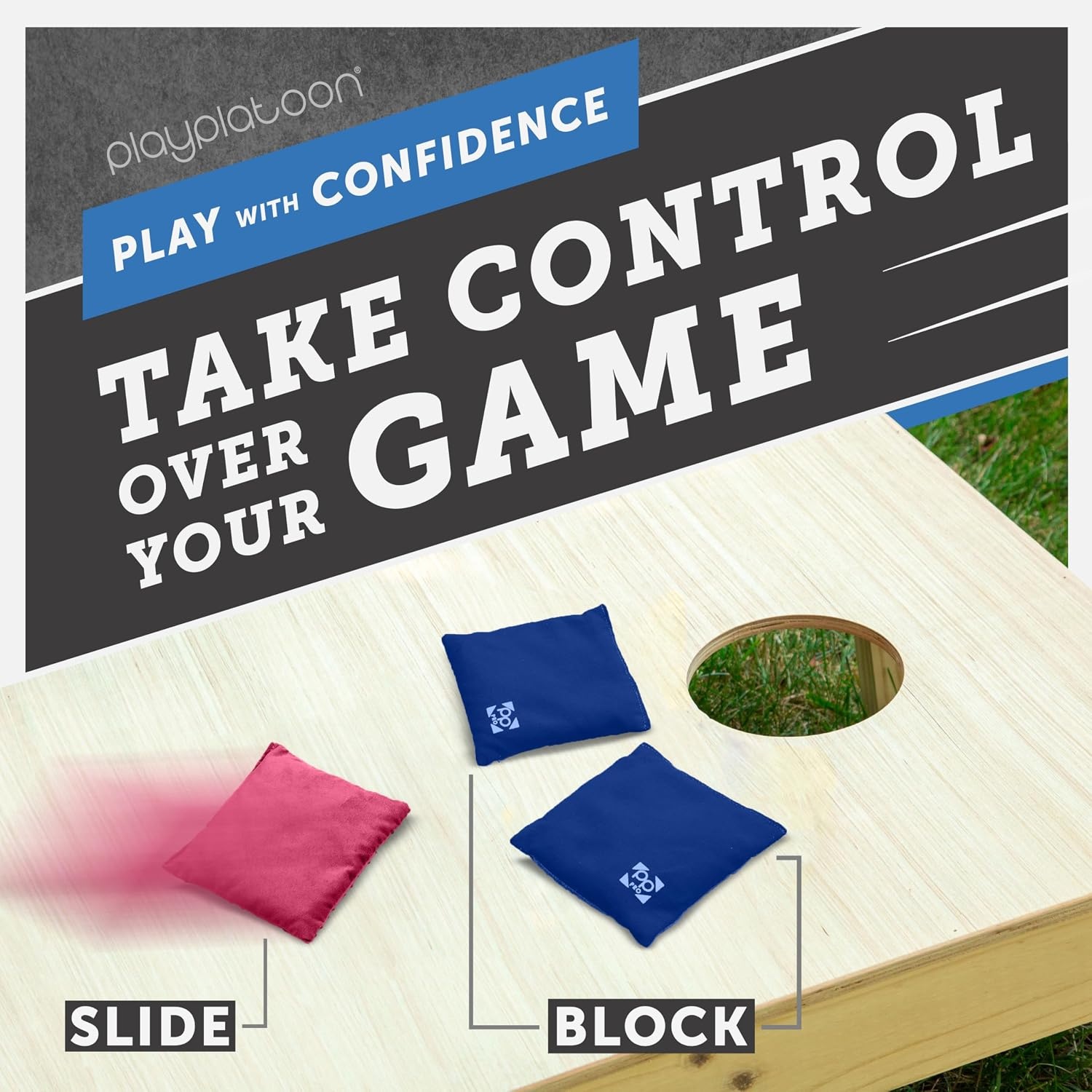 Professional Cornhole Bags – Set of 8 Regulation All Weather Double Sided – Sticky Side/Slick Side Bean Bags for Pro Corn Hole Game(Burgundy & Navy Blue) - view 5
