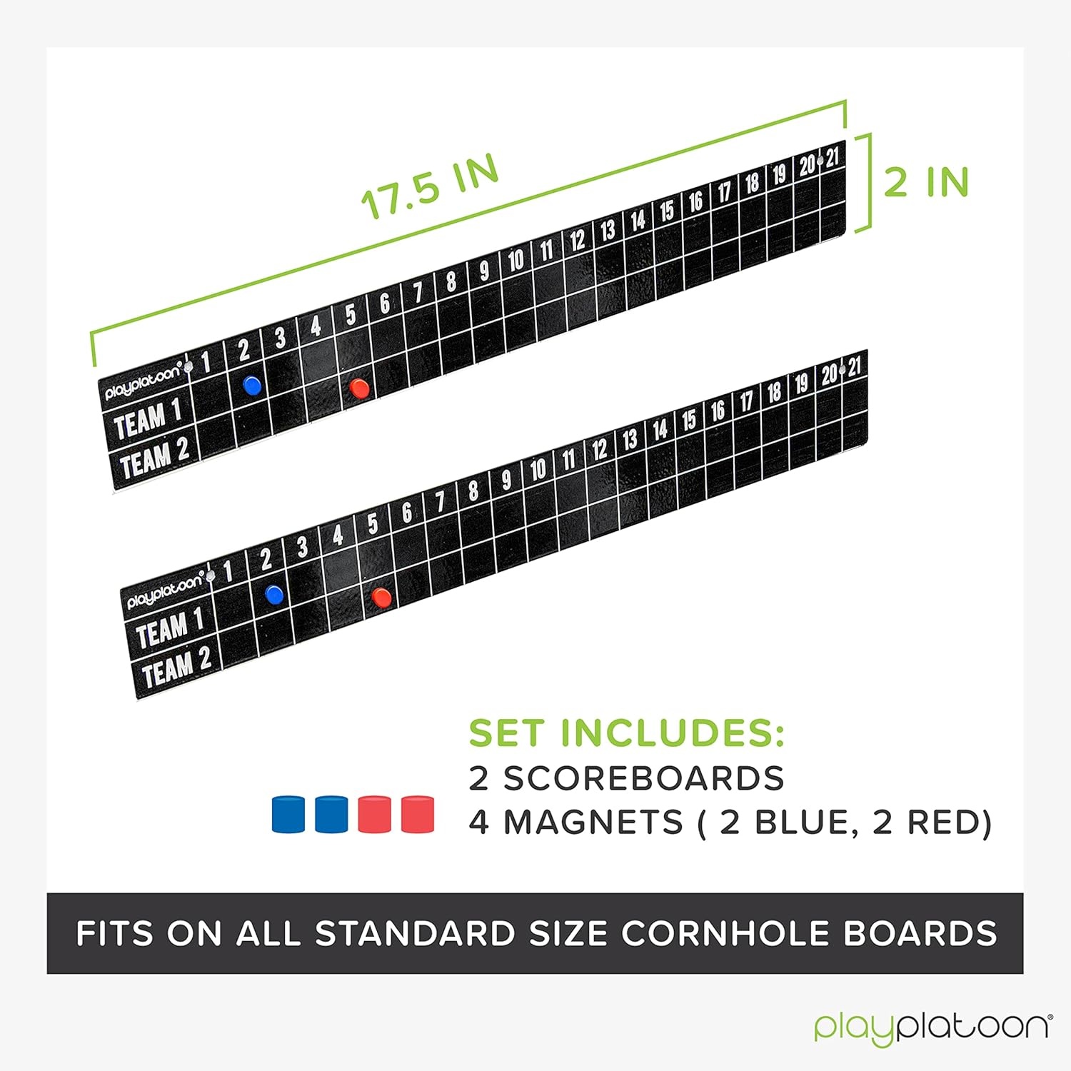 Play Platoon Cornhole Metal Scoreboard with Magnetic Score Keepers for Corn Hole Boards(Two Scoreboards – Black)