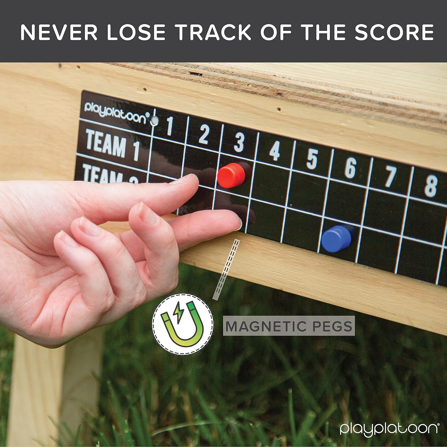 Play Platoon Cornhole Metal Scoreboard with Magnetic Score Keepers for Corn Hole Boards(Two Scoreboards – Black) - view 2