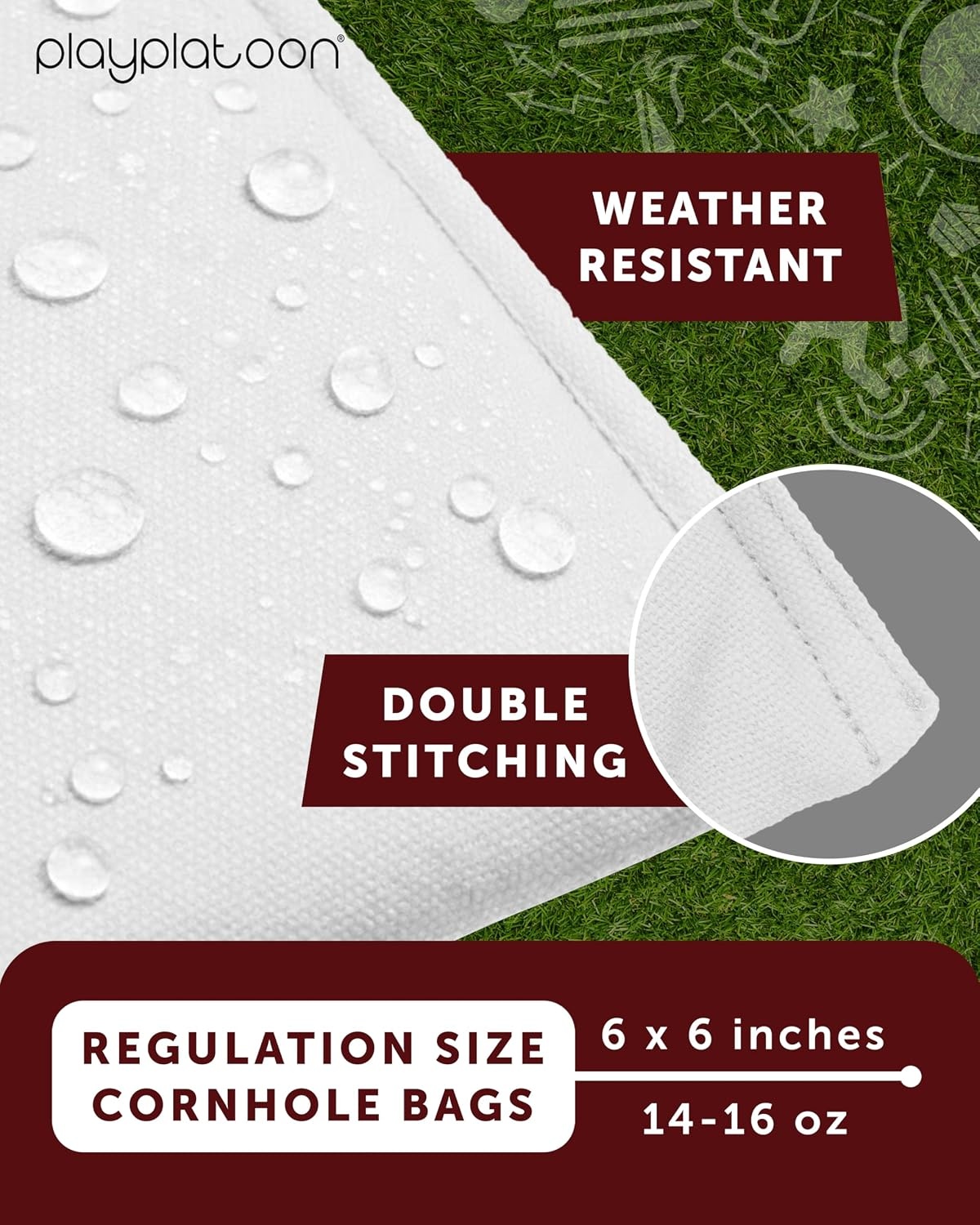 Play Platoon Premium Weather Resistant Duckcloth Cornhole Bags – Set of 8 Bean Bags for Corn Hole Game – Regulation Size & Weight(White & Burnt Orange)