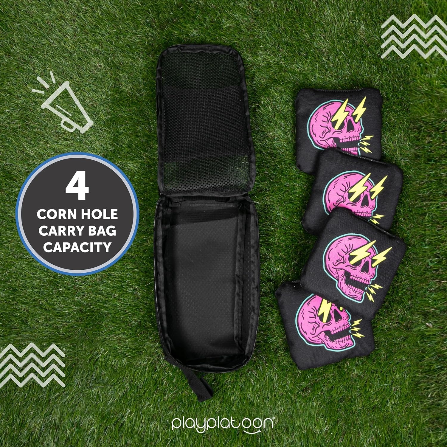 Play Platoon Cornhole Bag Carrying Bag, with 4 Separation Pouches, Black(Long) - view 6
