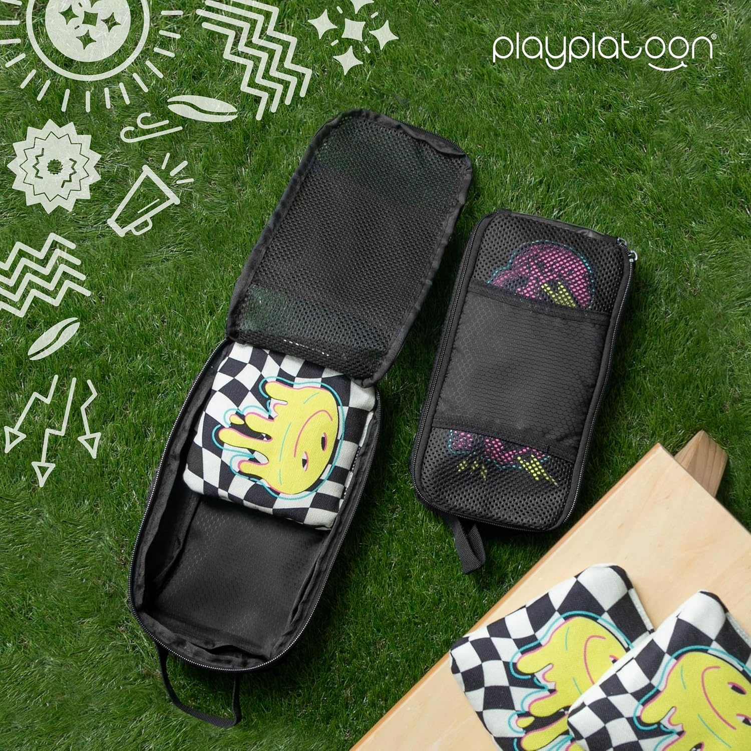 Play Platoon Cornhole Bag Carrying Bag, with 4 Separation Pouches, Black(Long) - view 7