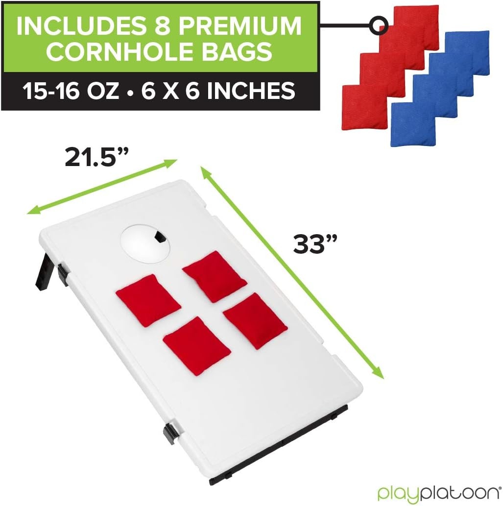 Play Platoon All Weather Cornhole Set with Two Portable Plastic Cornhole Boards and 8 Bean Bags(All Weather Board)
