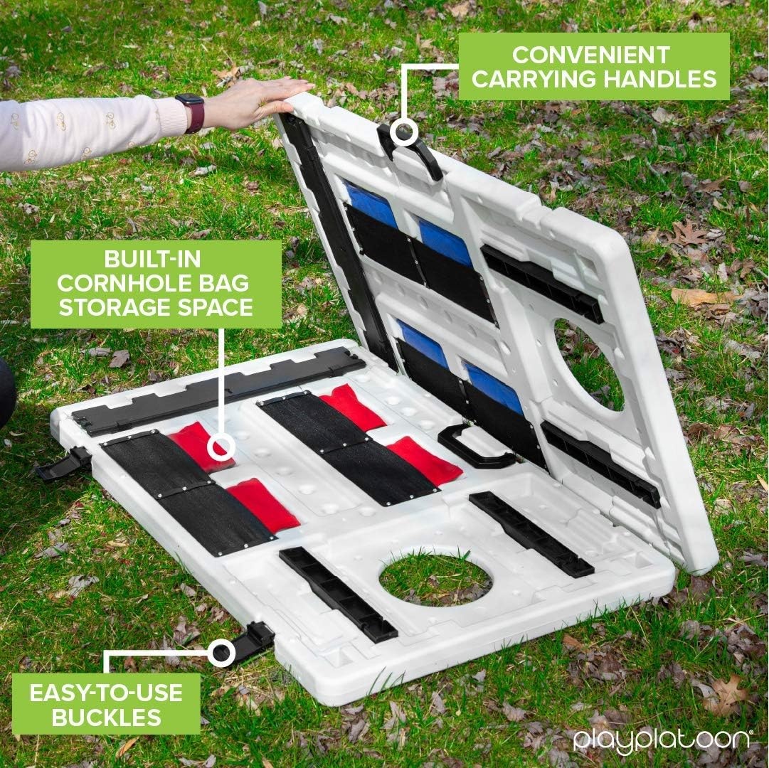 Play Platoon All Weather Cornhole Set with Two Portable Plastic Cornhole Boards and 8 Bean Bags(All Weather Board) - view 4