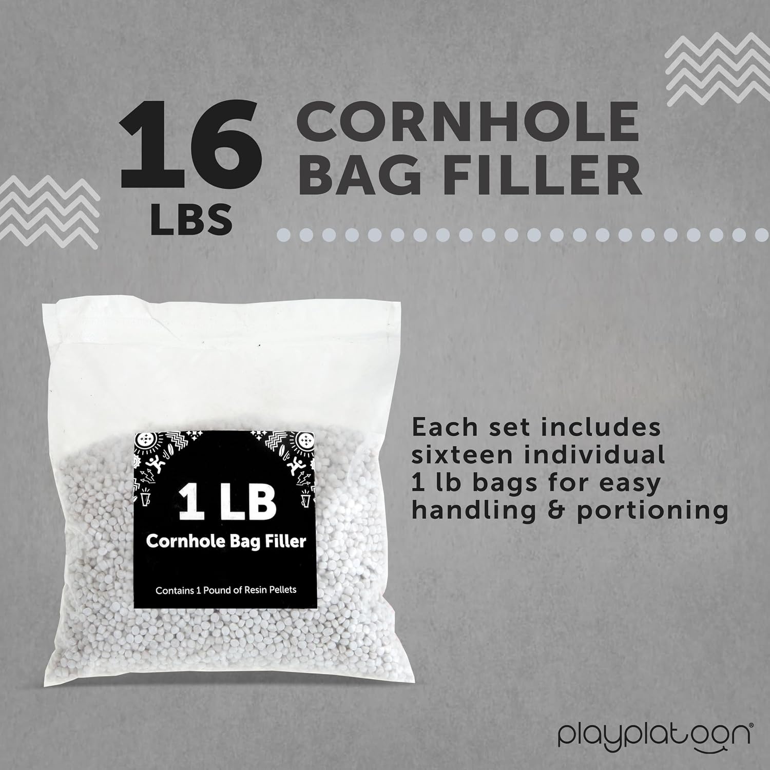 Play Platoon Resin Pellets Cornhole Bag Filler – Plastic Pellets for Bean Bags or Shooting Filler for Shooting Rest -Individually Packaged 1 lb Plastic Corn Alternative Sand Bag Filler(16 lbs)
