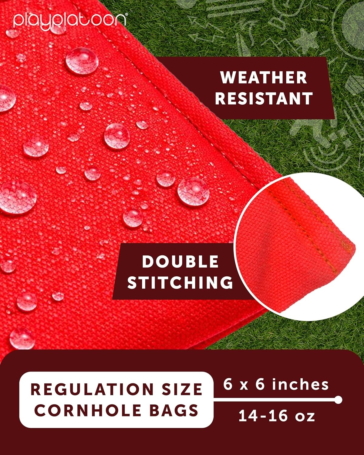 Play Platoon Premium Weather Resistant Duckcloth Cornhole Bags – Set of 8 Bean Bags for Corn Hole Game – Regulation Size & Weight(Red & Yellow)