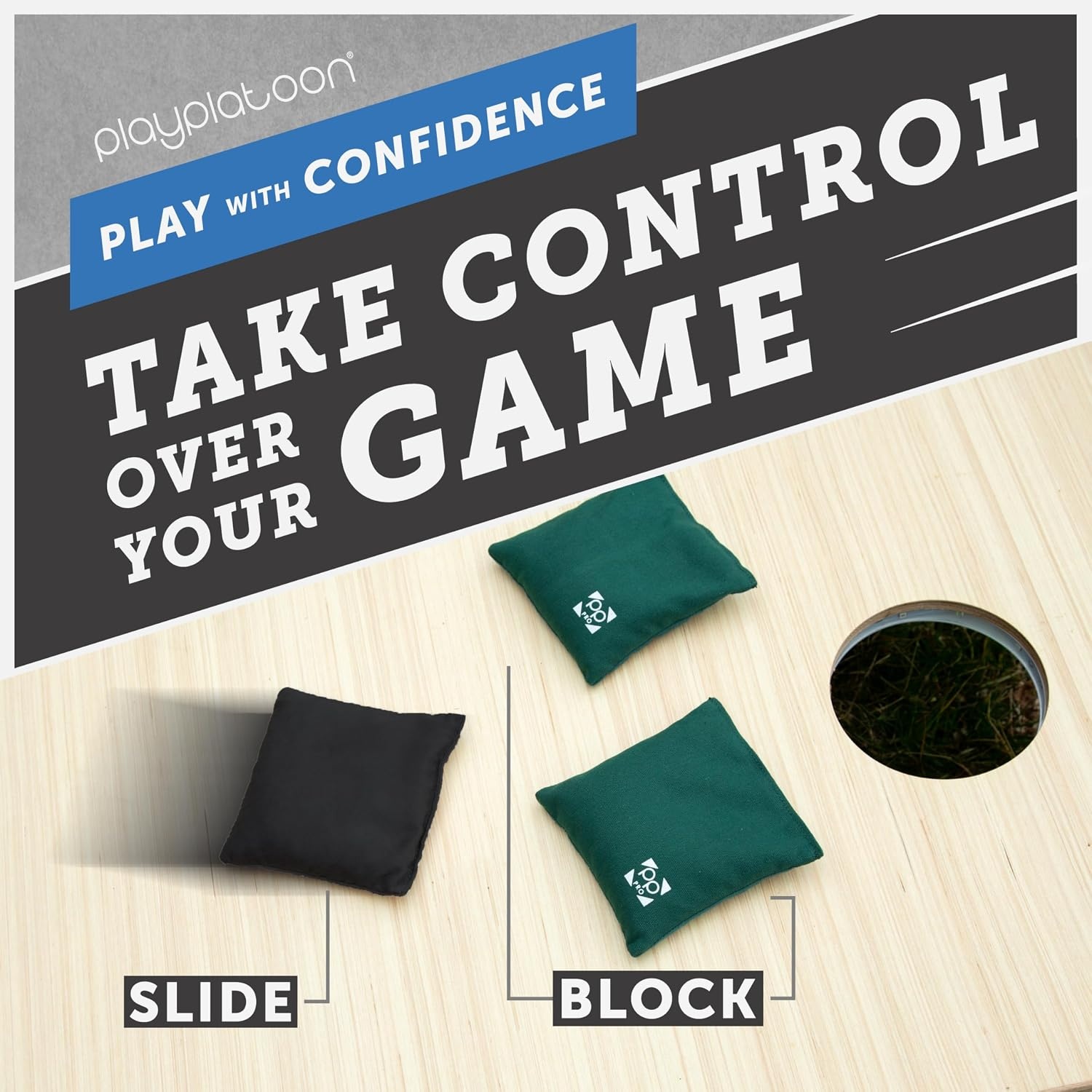 Professional Cornhole Bags – Set of 8 Regulation All Weather Double Sided – Sticky Side/Slick Side Bean Bags for Pro Corn Hole Game(Hunter Green & Black) - view 5