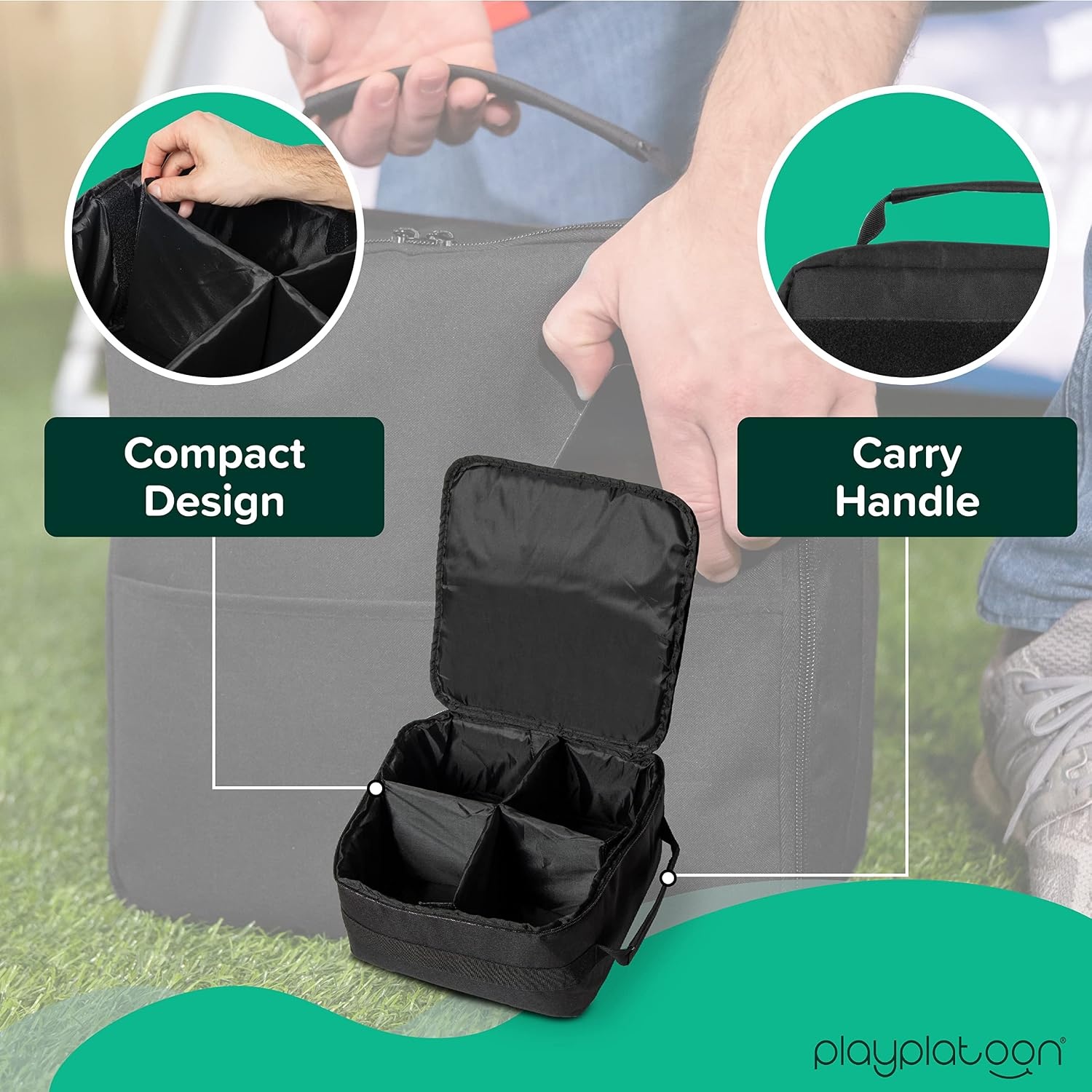 Play Platoon Cornhole Bag Carrying Bag, with 4 Separation Pouches, Black(Tote) - view 3