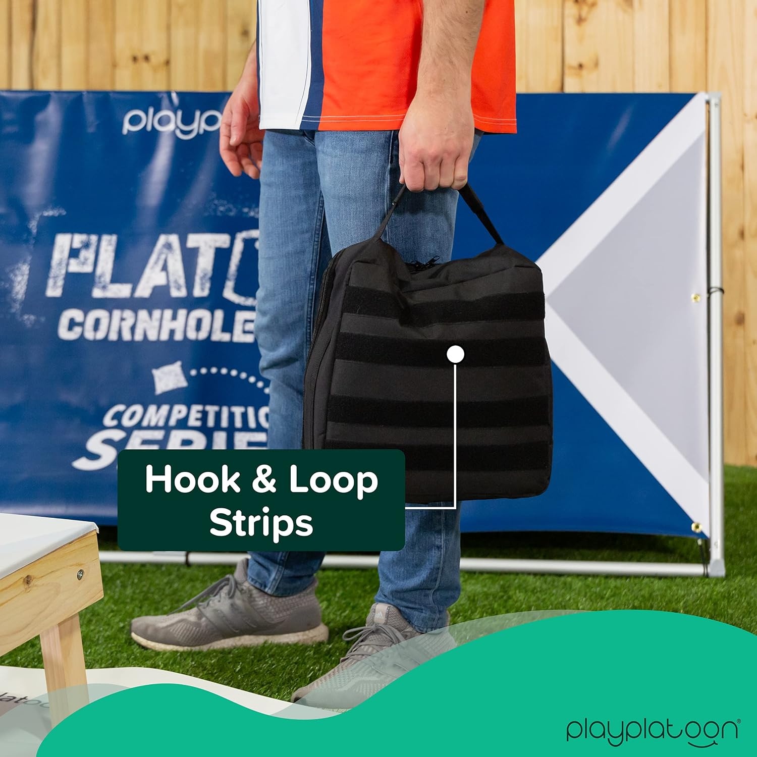 Play Platoon Cornhole Bag Carrying Bag, with 4 Separation Pouches, Black(Tote) - view 4