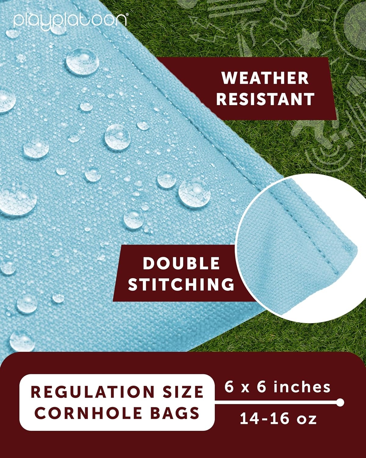 Play Platoon Premium Weather Resistant Duckcloth Cornhole Bags – Set of 8 Bean Bags for Corn Hole Game – Regulation Size & Weight(Sky Blue & Pink)