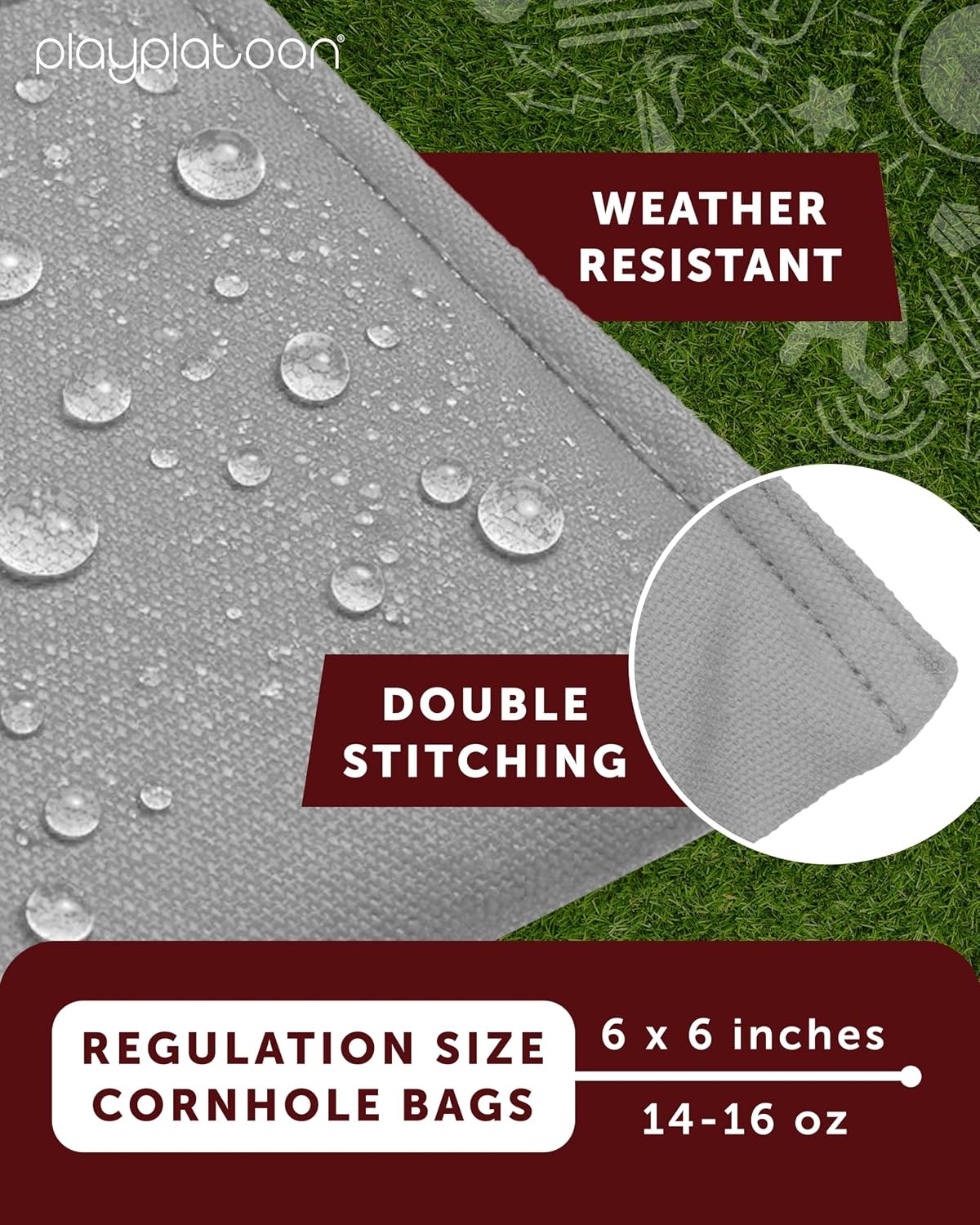 Play Platoon Premium Weather Resistant Duckcloth Cornhole Bags – Set of 8 Bean Bags for Corn Hole Game – Regulation Size & Weight(Gray & Burnt Orange)