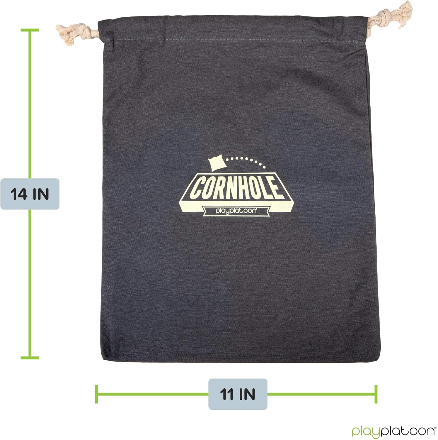 Play Platoon Cornhole Bag Holder – Tote Bag for Carrying Corn Hole Bean Bags(8  Gray String)