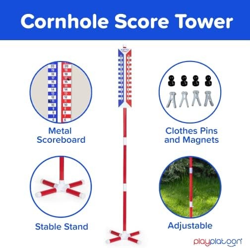 Play Platoon Cornhole Scoreboard Vertical Score Keeper Board & Accessories 4 Magnets, 4 Clothes Pin, PVC Tower Stand & Carry Bag Holder for Professional Corn Hole Bag Tournament(Scoreboard and Tower – 2 Pack) - view 3
