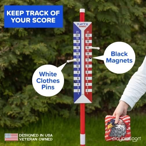 Play Platoon Cornhole Scoreboard Vertical Score Keeper Board & Accessories 4 Magnets, 4 Clothes Pin, PVC Tower Stand & Carry Bag Holder for Professional Corn Hole Bag Tournament(Scoreboard and Tower – 2 Pack) - view 4