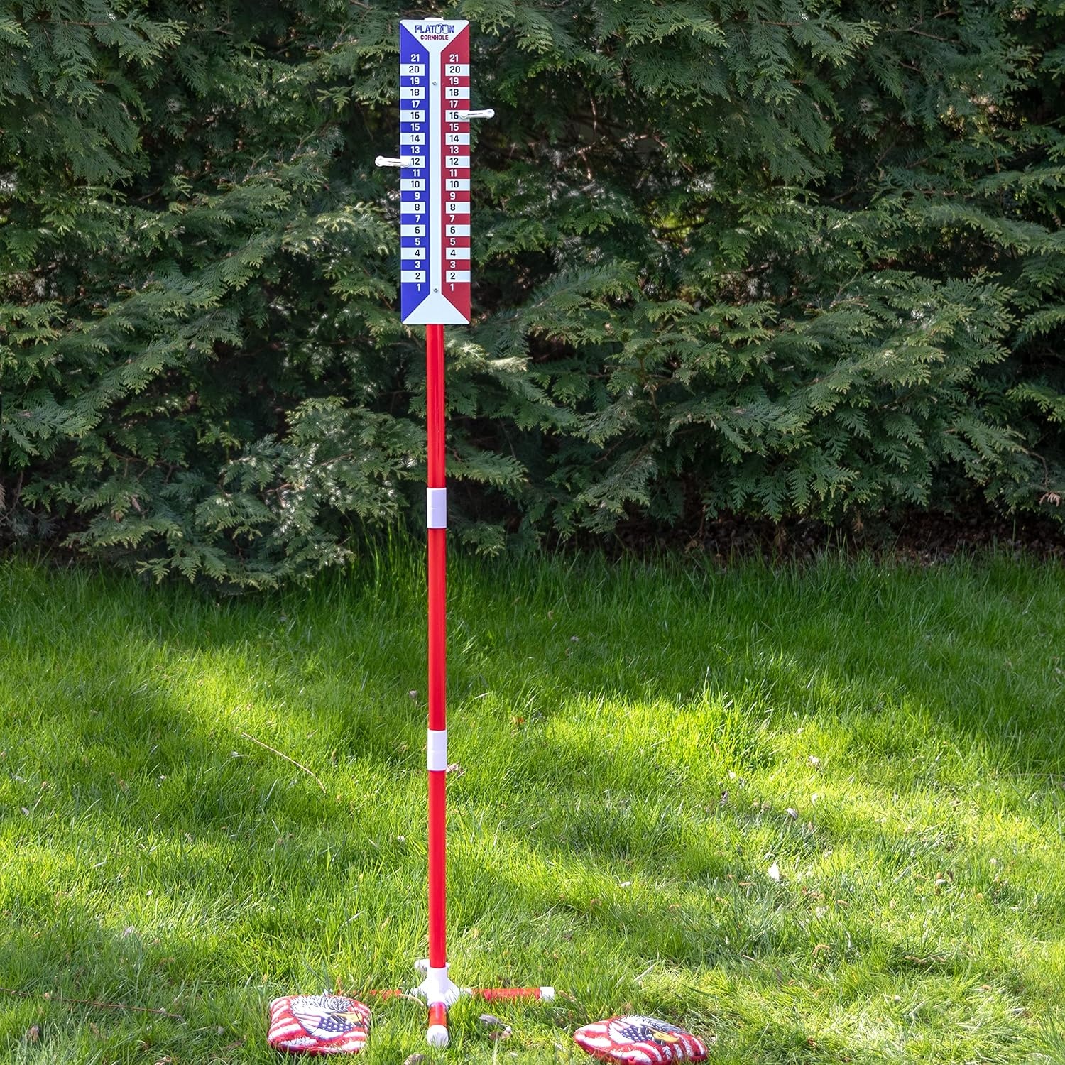 Play Platoon Cornhole Scoreboard Vertical Score Keeper Board & Accessories 4 Magnets, 4 Clothes Pin, PVC Tower Stand & Carry Bag Holder for Professional Corn Hole Bag Tournament(Scoreboard and Tower – 2 Pack) - view 5