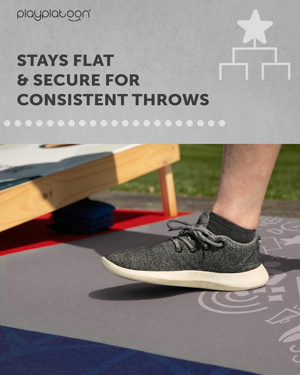 Play Platoon Cornhole Mats for Under the Boards – 2 Pack, 96 x 53 Inch Cornhole Board Set Pitch Pad for Regulation Size Corn Hole Boards & Bags, Professional Game Accessories and Equipment - view 4