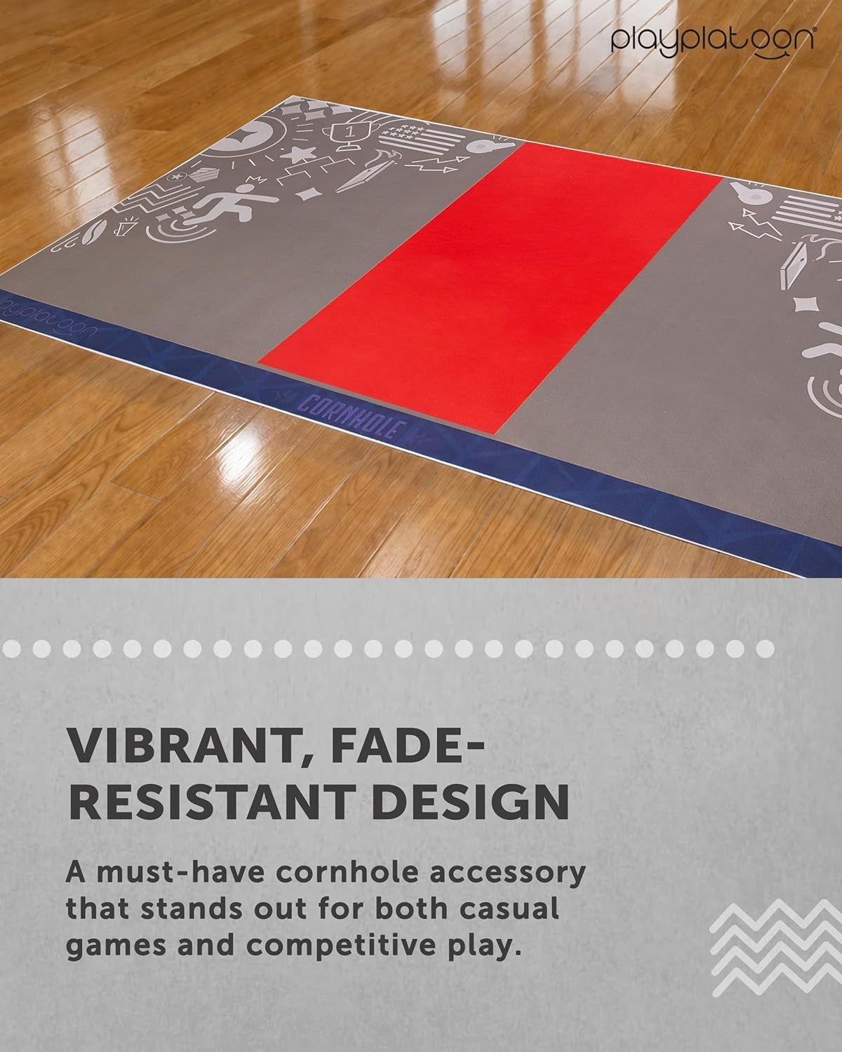 Play Platoon Cornhole Mats for Under the Boards – 2 Pack, 96 x 53 Inch Cornhole Board Set Pitch Pad for Regulation Size Corn Hole Boards & Bags, Professional Game Accessories and Equipment - view 5