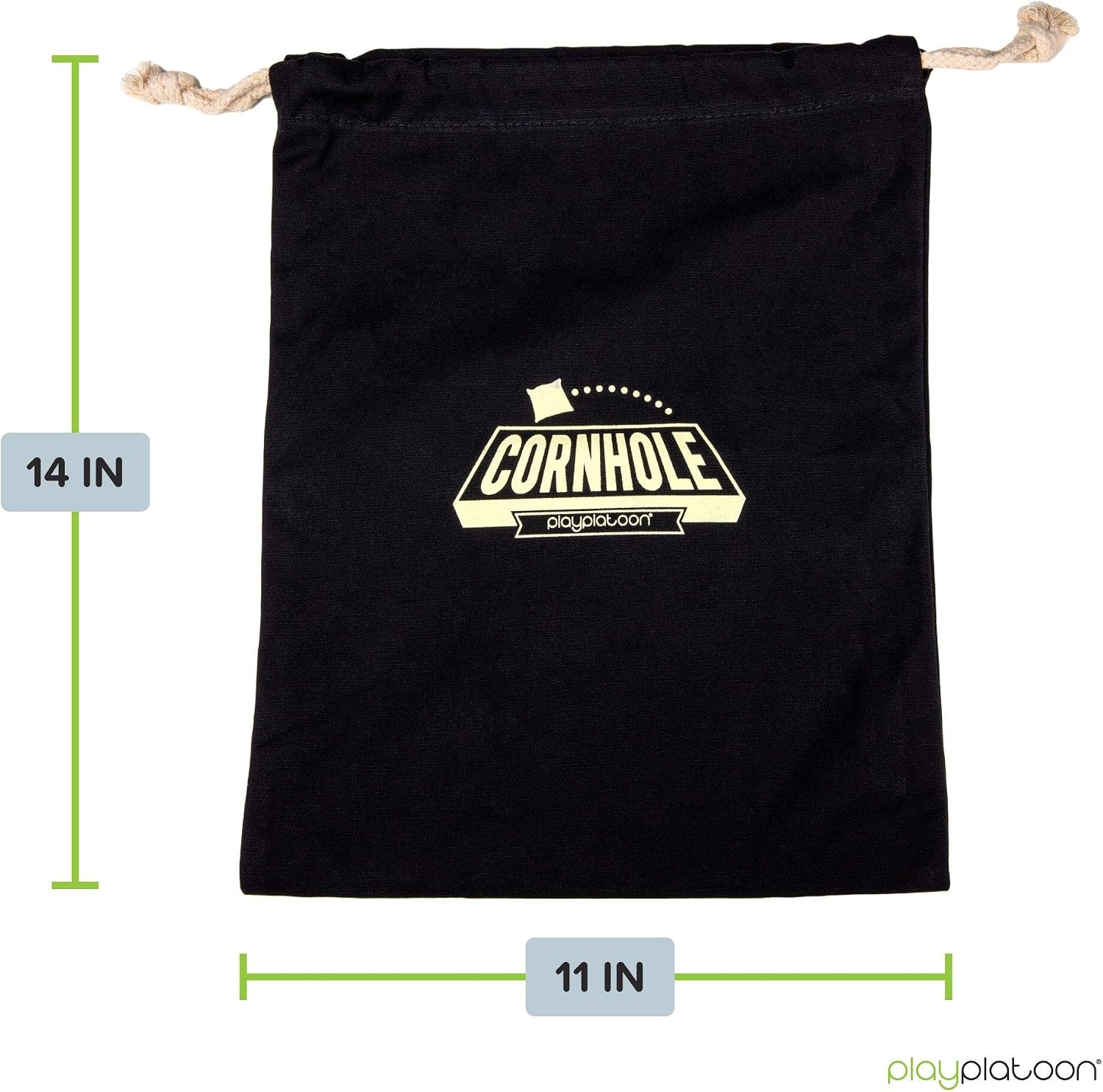 Play Platoon Cornhole Bag Holder – Tote Bag for Carrying Corn Hole Bean Bags(8  Black String)