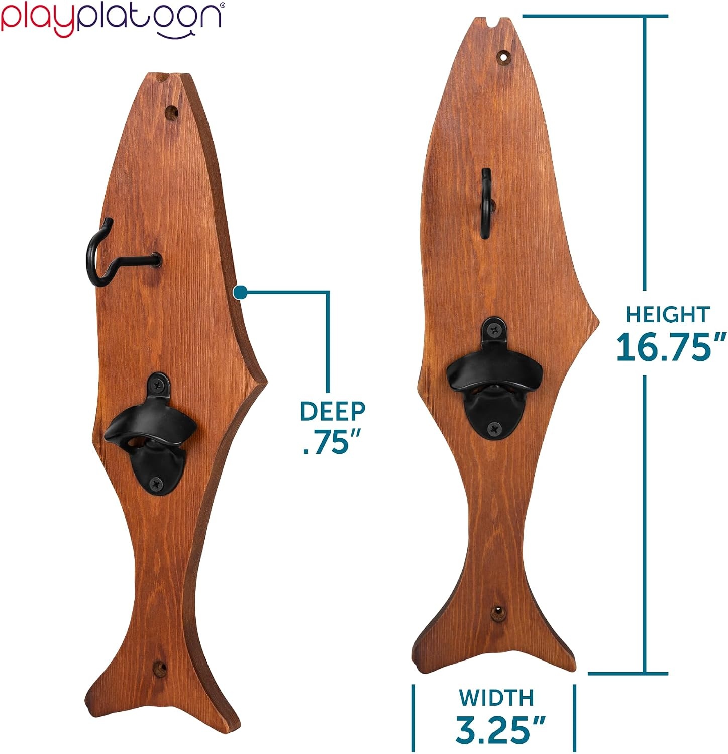 Play Platoon Hook and Ring Toss Bar Game for Adults – Wood Toss Ring Game for Adults – Perfect Home, Basements, & Bar Gifts(Fish)