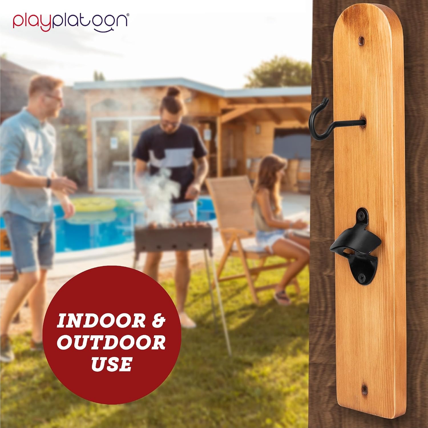 Play Platoon Hook and Ring Toss Bar Game for Adults – Wood Toss Ring Game for Adults – Perfect Home, Basements, & Bar Gifts(Natural) - view 2