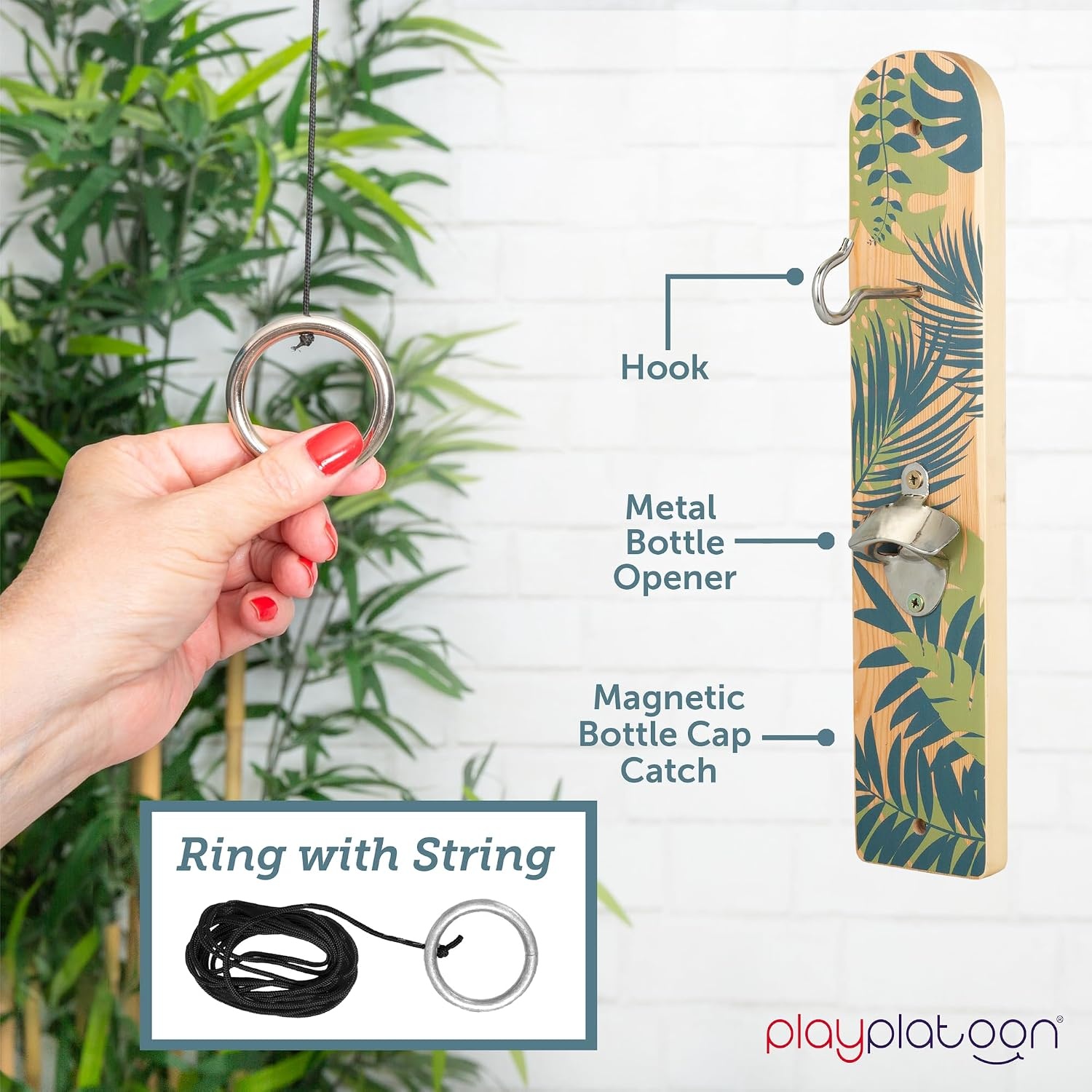 Play Platoon Hook and Ring Toss Bar Game for Adults – Wood Toss Ring Game for Adults – Perfect Home, Basements, & Bar Gifts(Palm Print) - view 5