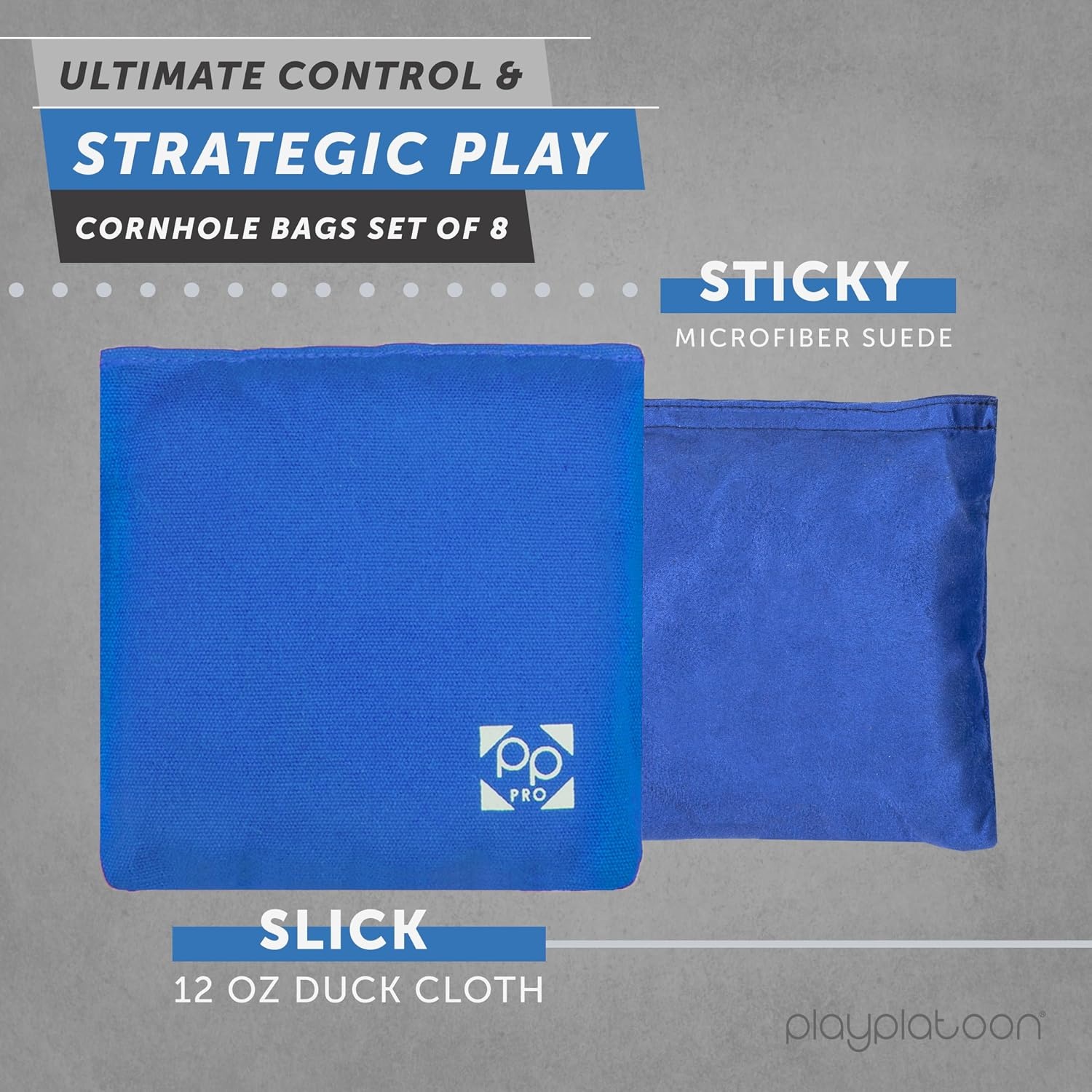 Professional Cornhole Bags – Set of 8 Regulation All Weather Double Sided – Sticky Side/Slick Side Bean Bags for Pro Corn Hole Game(Red & Blue) - view 2